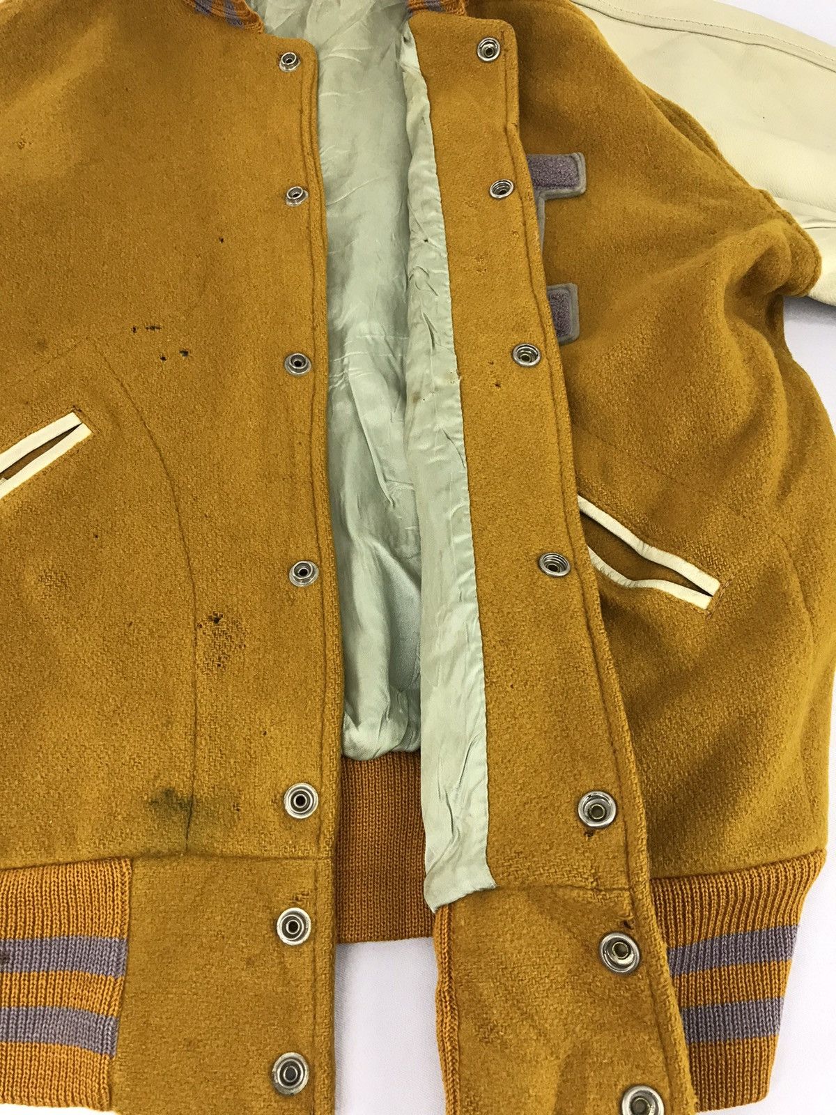 Vintage Vintage 90s Lasley Knitting M Watte Varsity Jacket Wool Size US L / EU 52-54 / 3 - 2 Thumbnail