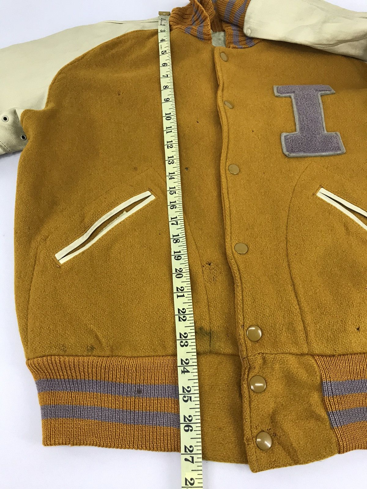 Vintage Vintage 90s Lasley Knitting M Watte Varsity Jacket Wool Size US L / EU 52-54 / 3 - 8 Thumbnail