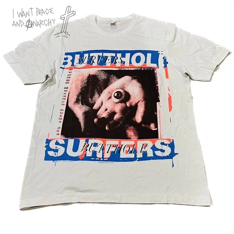 Chemise De Surf Vintage Butthole – T-shirt Coton Loose Femme Taille M