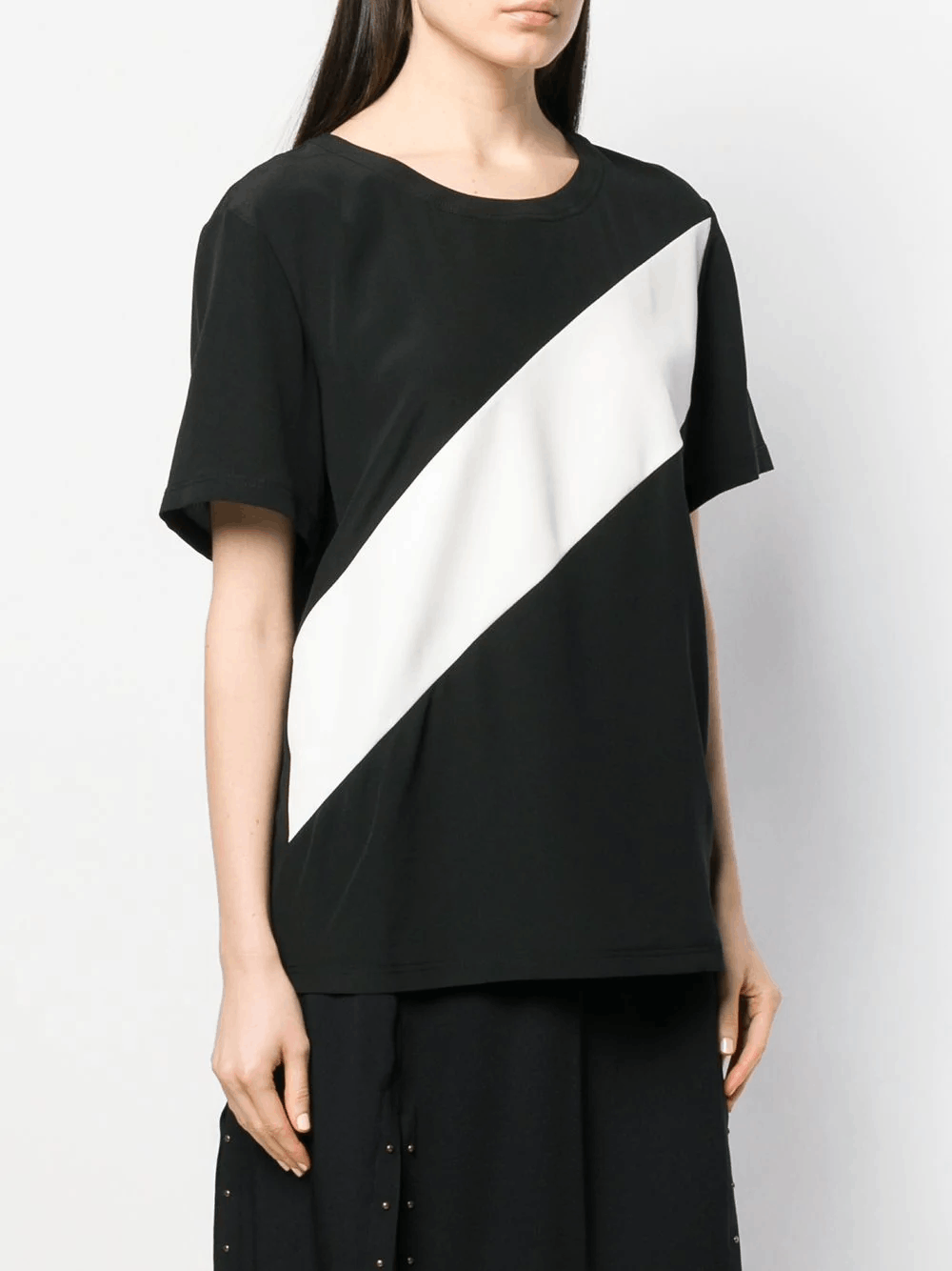 GIVENCHY black white stripe silk blouse t-shirt top 4 36