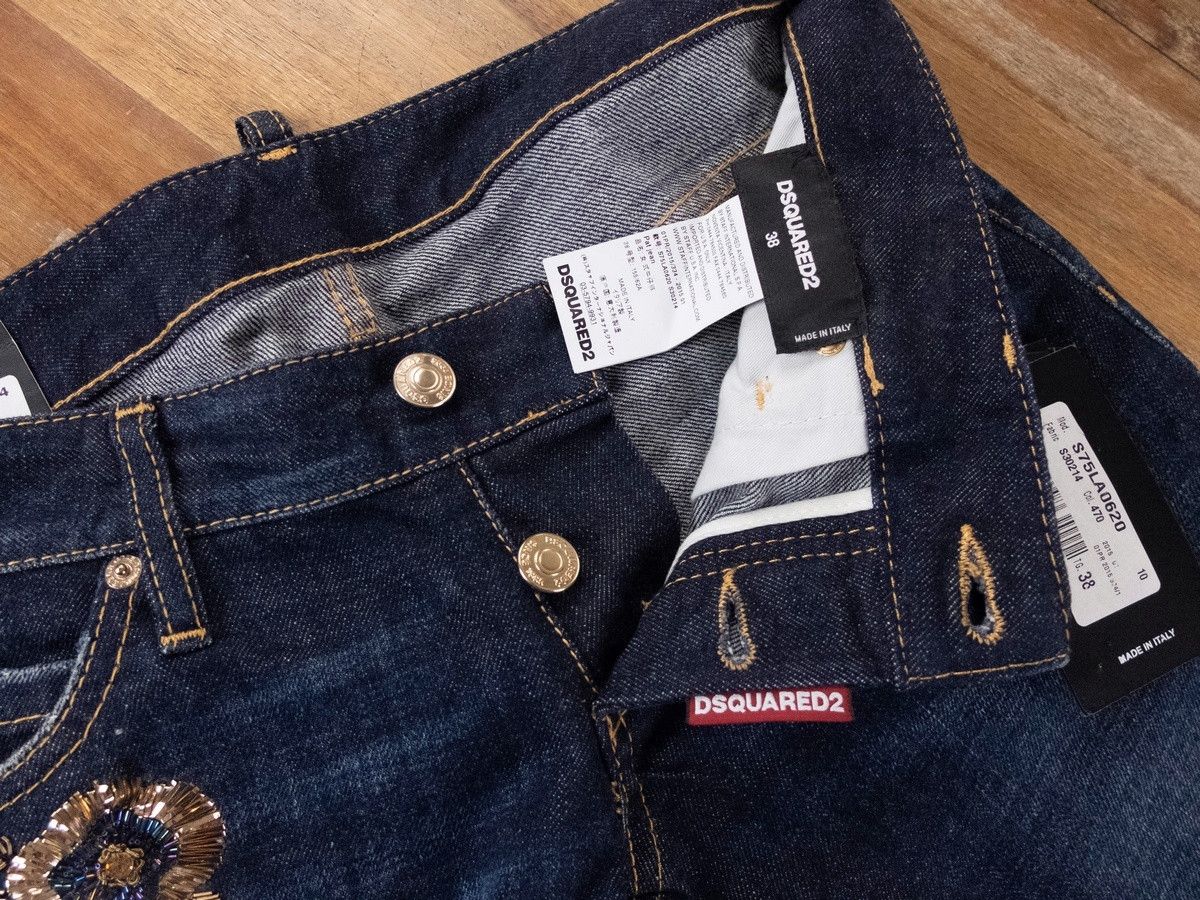 Dsquared2 DSQUARED2 indigo blue flower sequin Pat slim jeans 38 IT / 2 Size 26" / US 2 / IT 38 - 6 Thumbnail