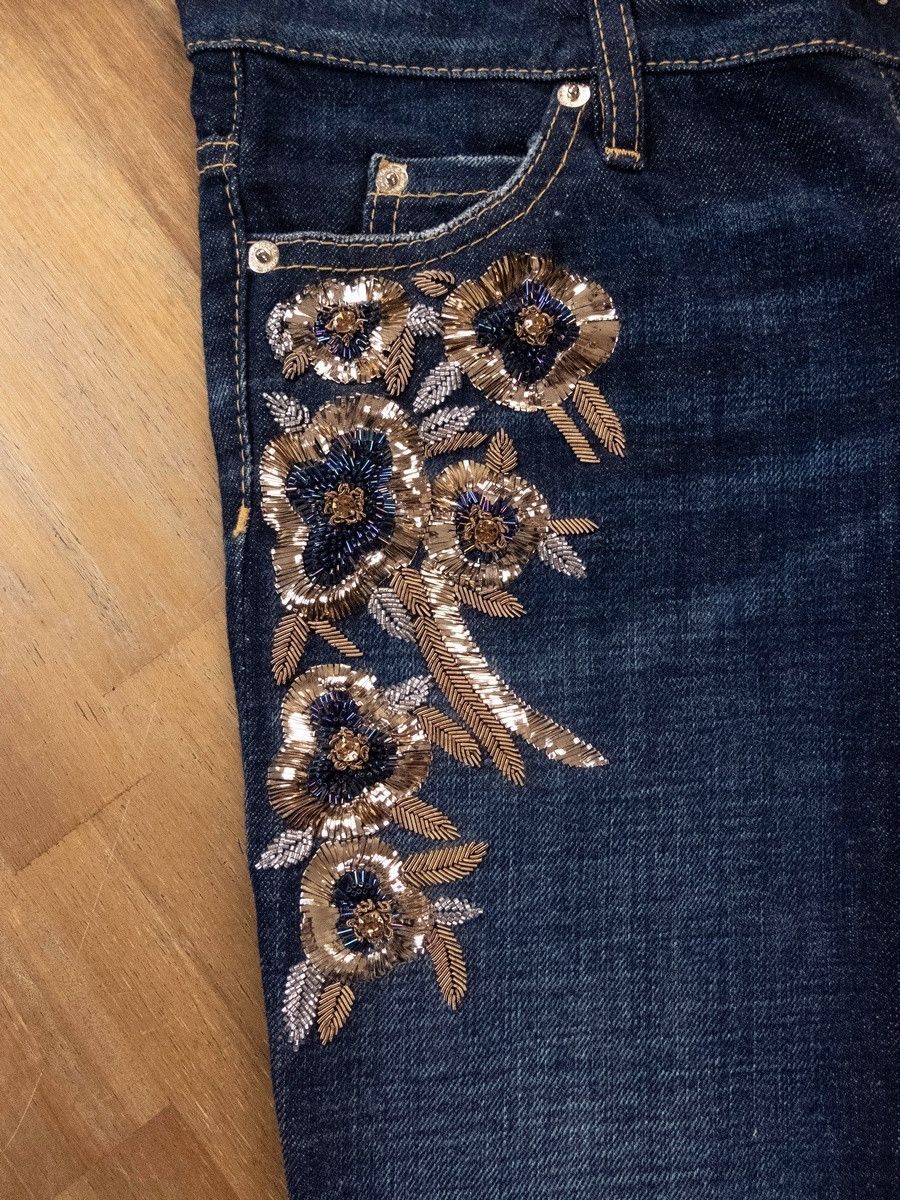 Dsquared2 DSQUARED2 indigo blue flower sequin Pat slim jeans 38 IT / 2 Size 26" / US 2 / IT 38 - 9 Thumbnail