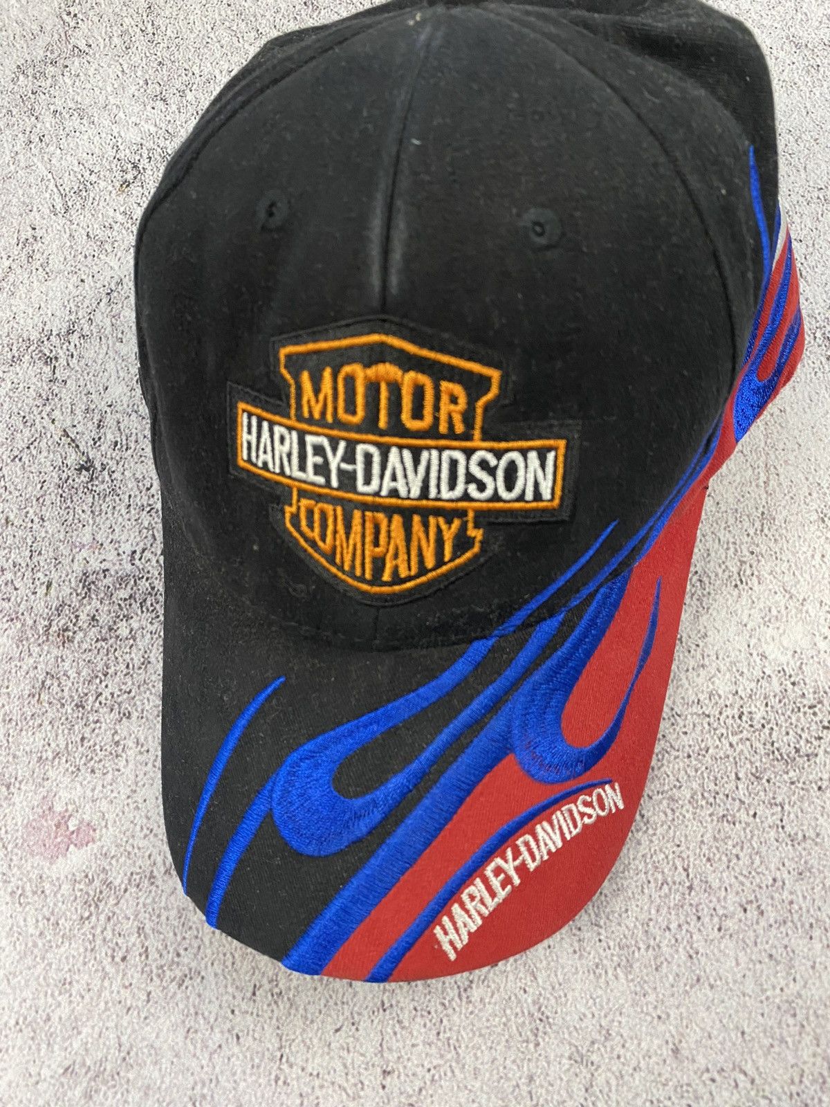 Harley Davidson Vintage Harley Davidson Racing Flame Logo adjustable cap hat Size ONE SIZE - 2 Thumbnail