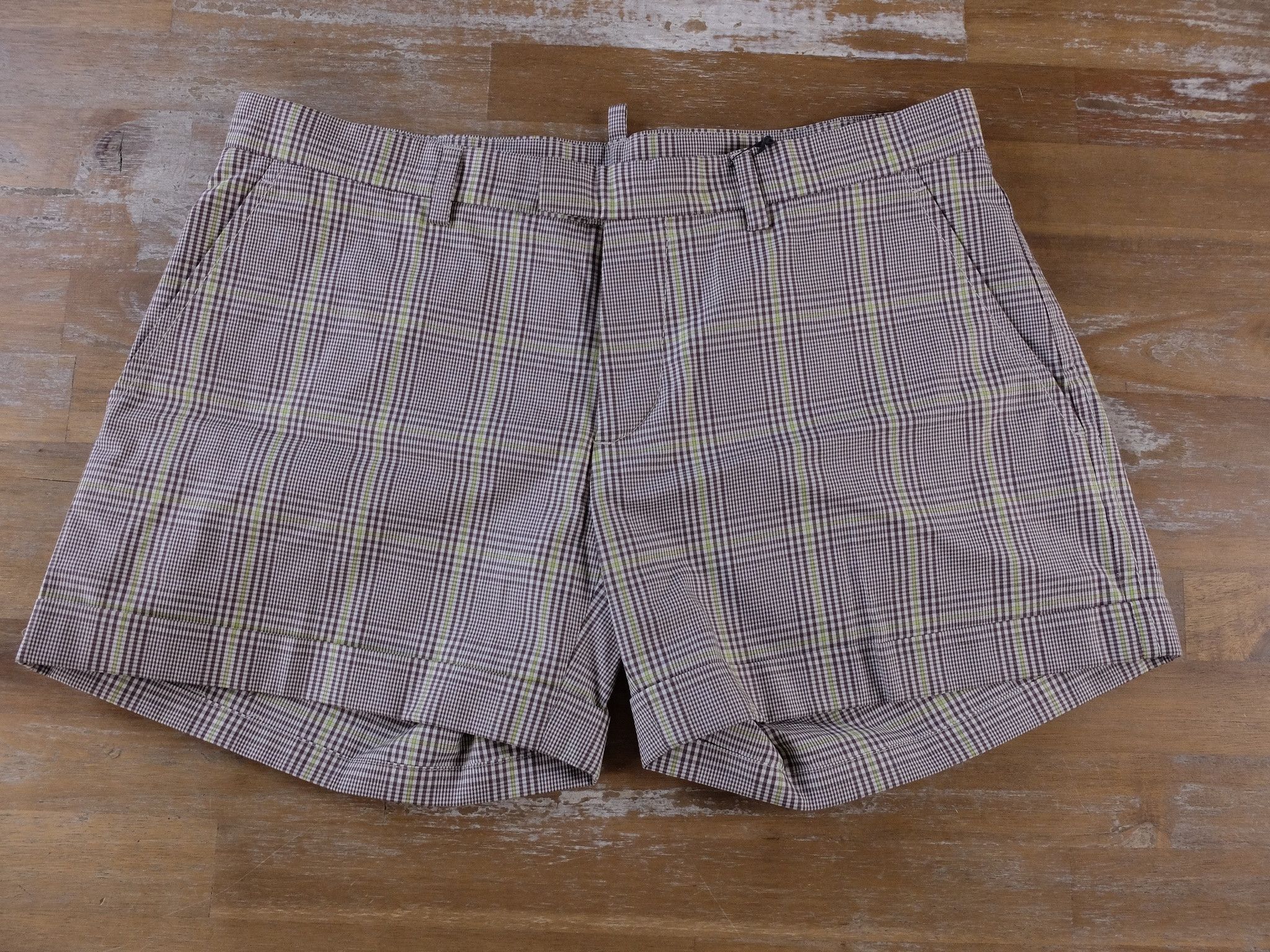 Dsquared2 DSQUARED2 brown cream green plaid mini cotton shorts 42 Size 28" / US 6 / IT 42 - 3 Thumbnail