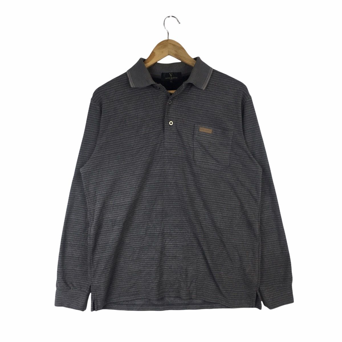 Vtg CLAUDIO VALENTINO PARIS Striped Henley Polo Tee Shirt