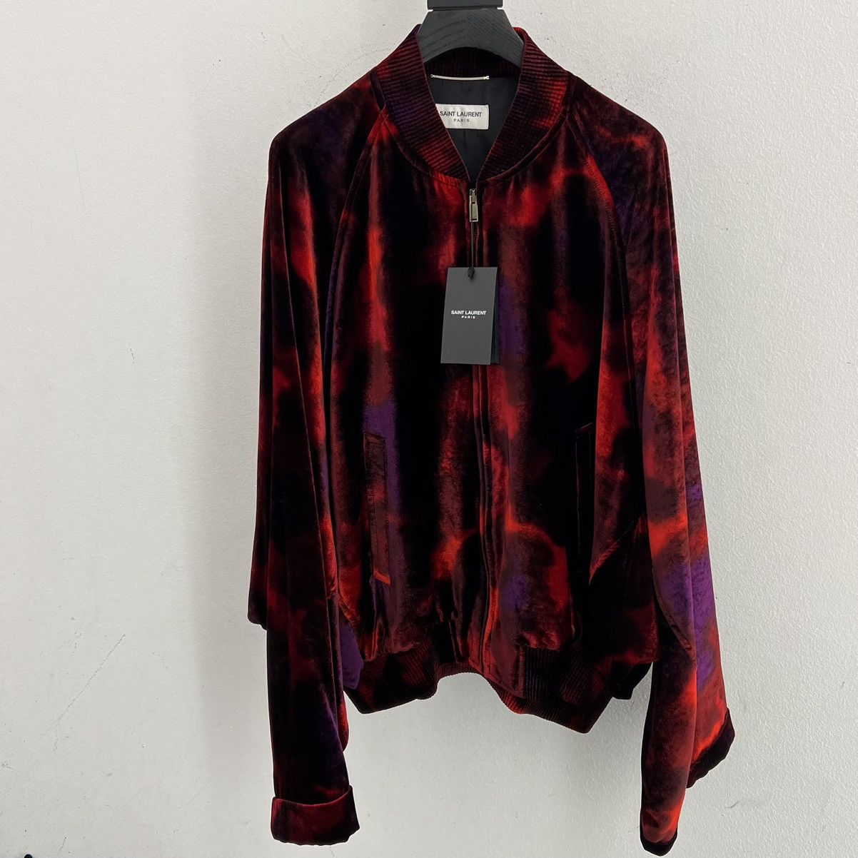 image of Anthony Vaccarello x Saint Laurent Paris Saint Laurent Tie Dye Bomber Jacket In Large, Men's