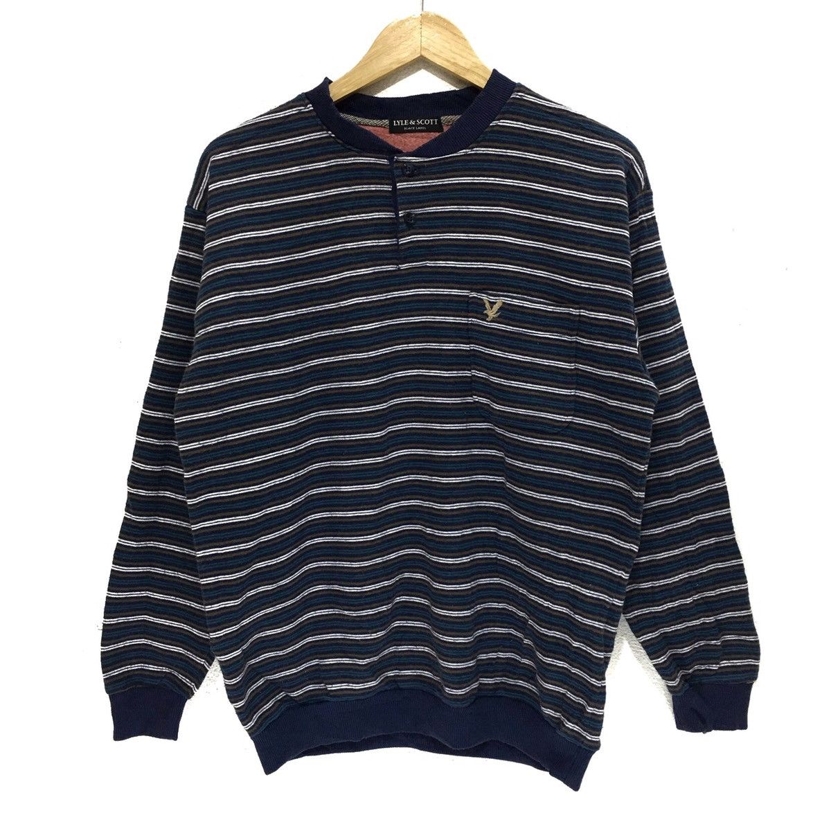 LYLE & SCOTT Black Label Collection Striped Henley Sweater