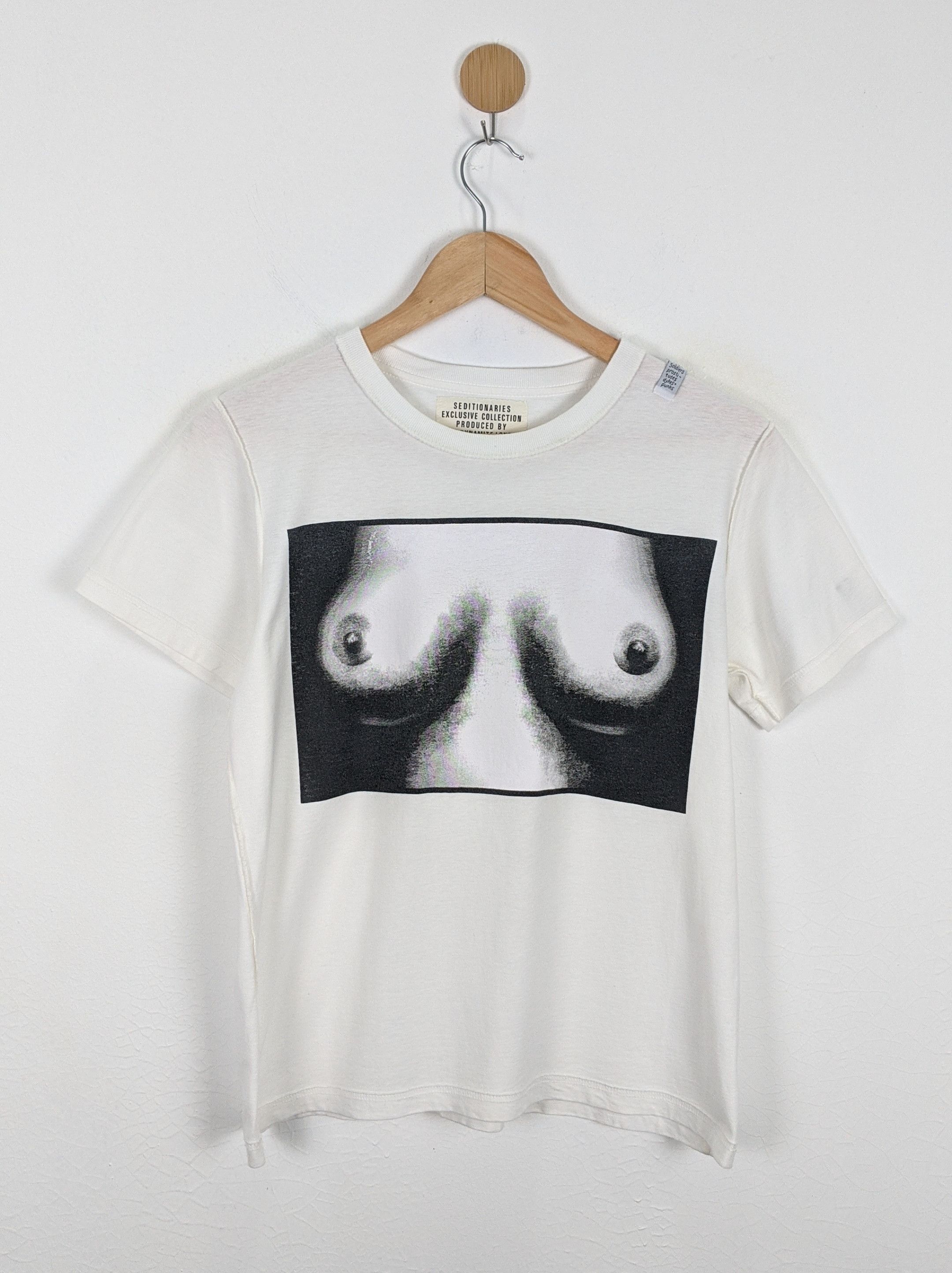 image of Titty Seditionaries By Sexy Dynamite Shirt in White, Men's (Size Small)