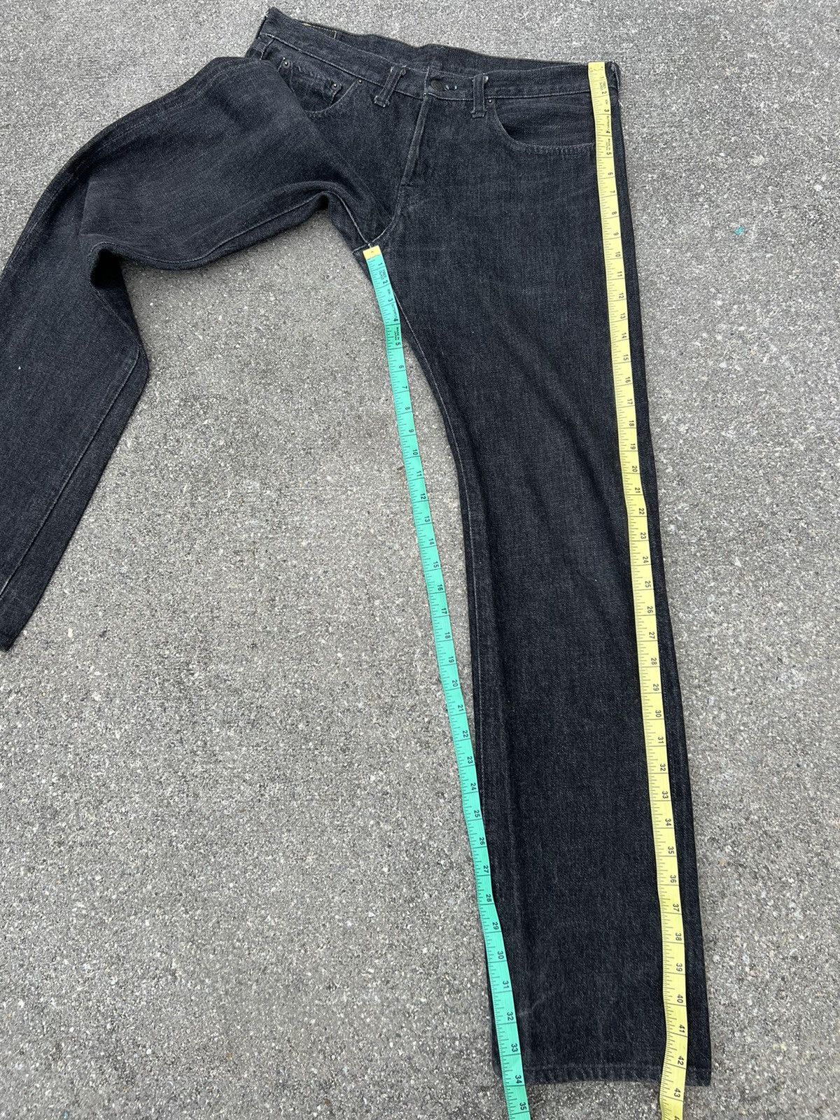 Denime VTG DENIME Orizzonti Japan Fade Black Denim Selvedge Jeans Size US 33 - 20 Thumbnail