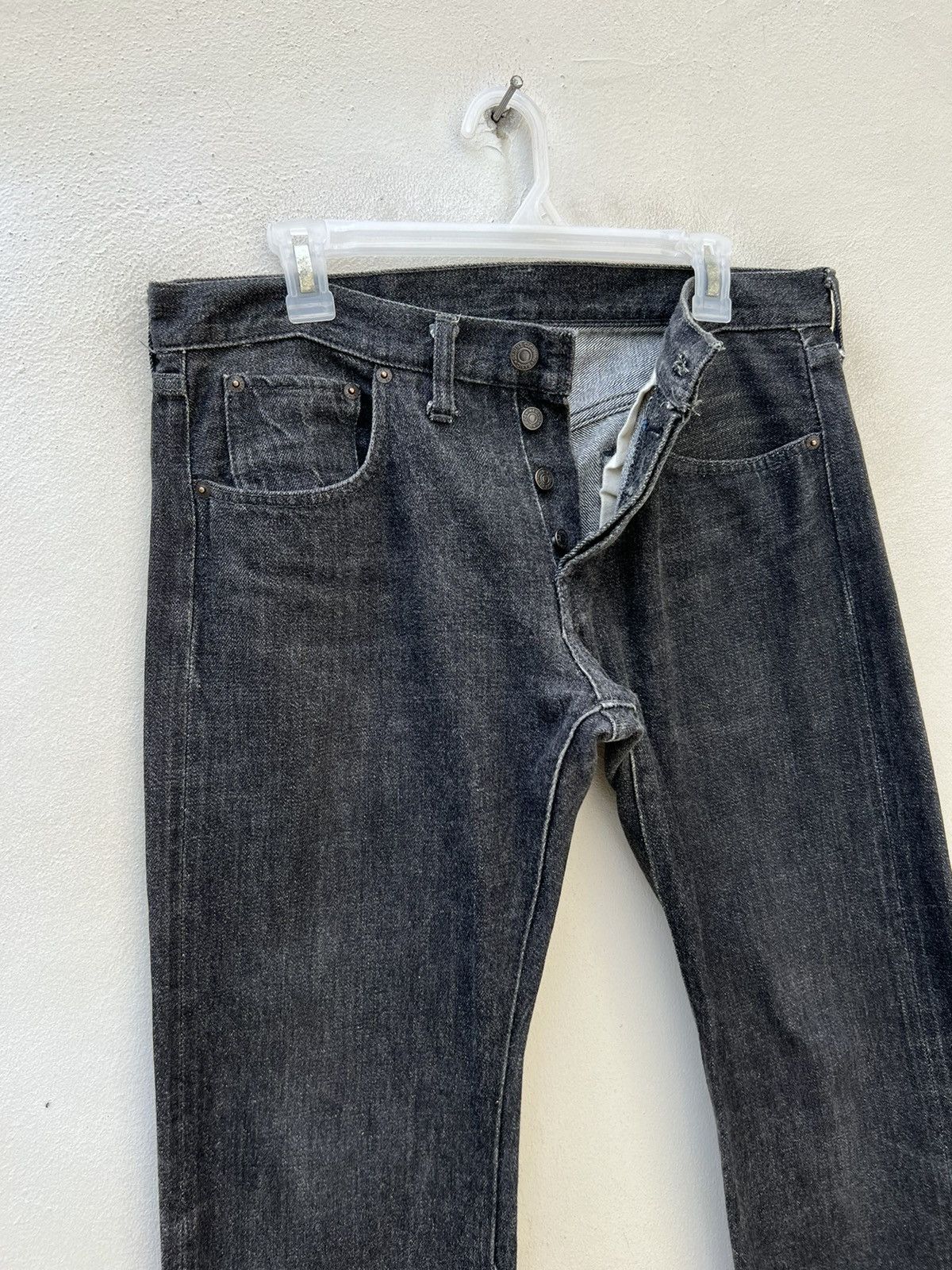 Denime VTG DENIME Orizzonti Japan Fade Black Denim Selvedge Jeans Size US 33 - 2 Thumbnail