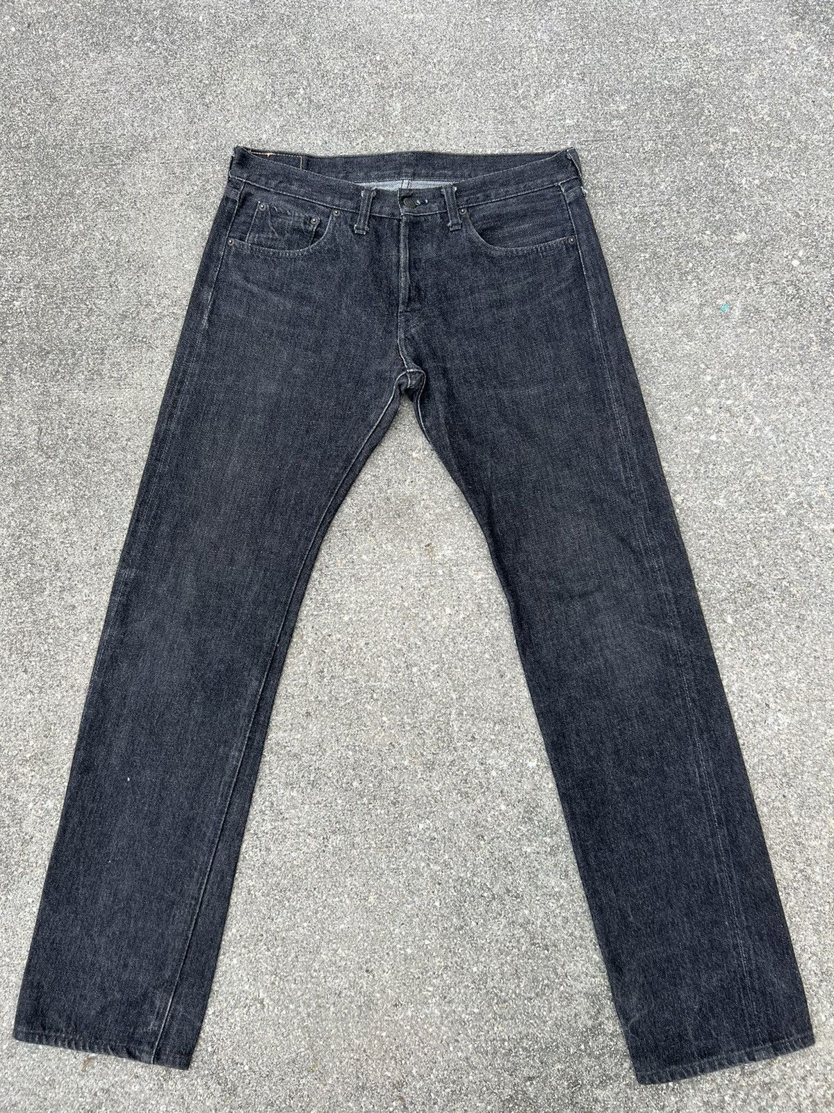 Denime VTG DENIME Orizzonti Japan Fade Black Denim Selvedge Jeans Size US 33 - 17 Thumbnail