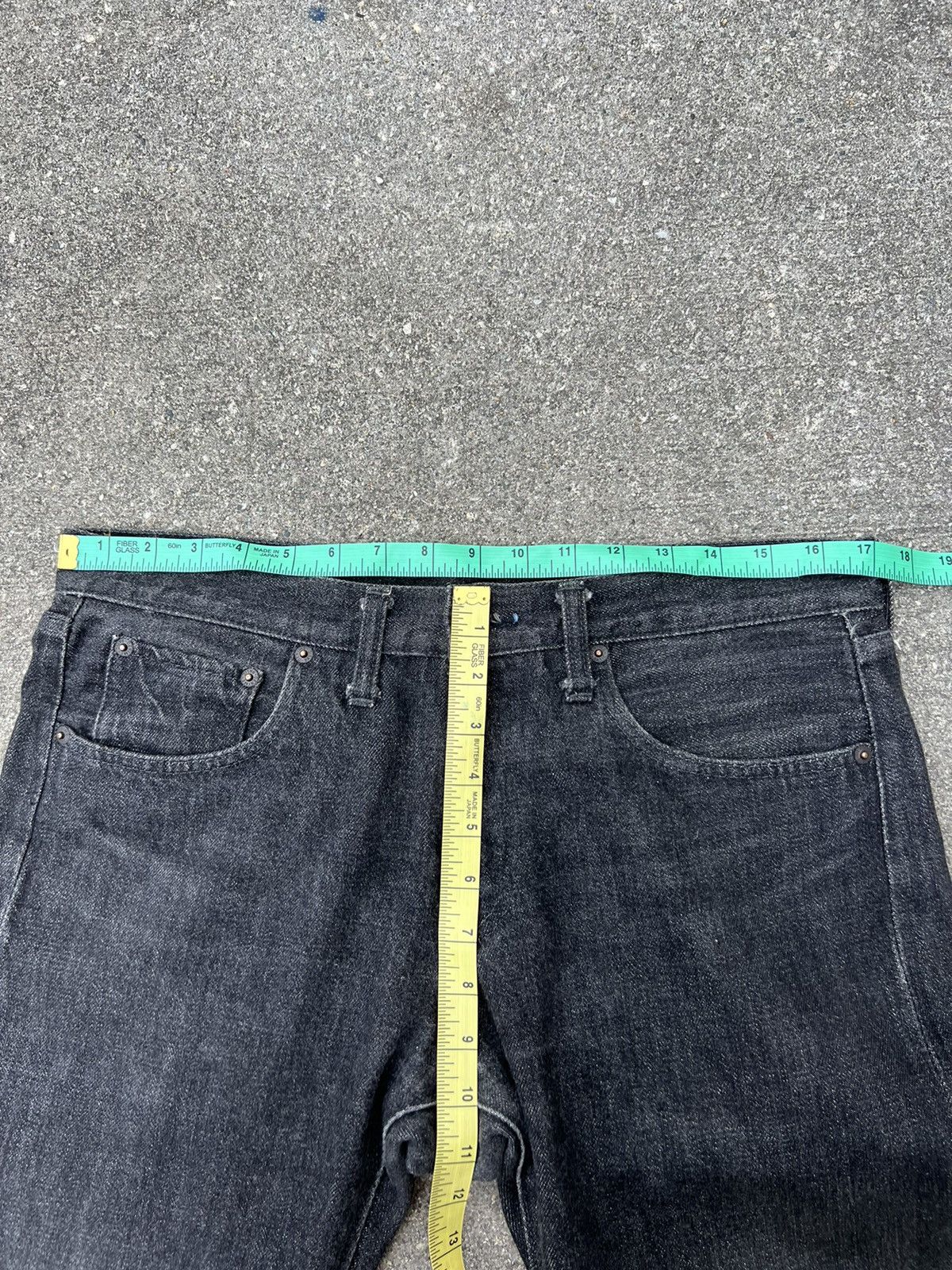 Denime VTG DENIME Orizzonti Japan Fade Black Denim Selvedge Jeans Size US 33 - 18 Thumbnail