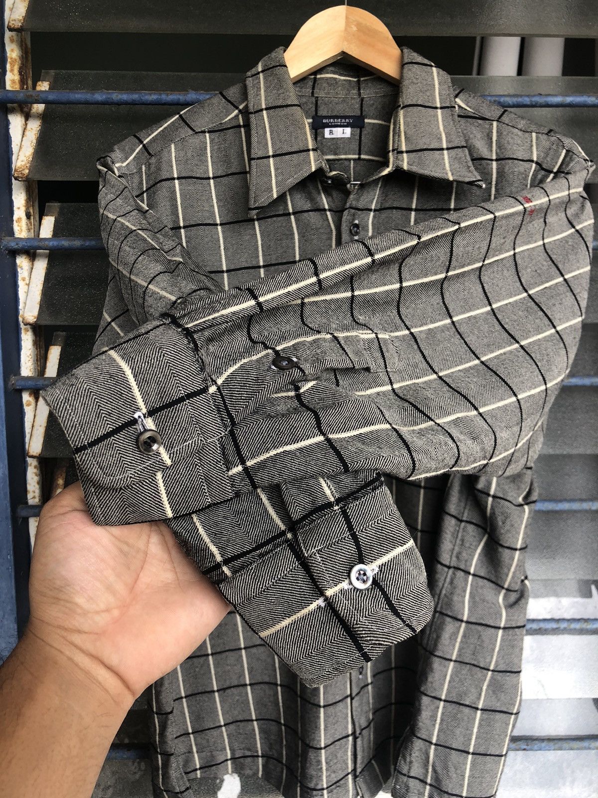 Burberry Vintage Burberry London Gingham Wool Oversize Shirts Size L / US 10 / IT 46 - 11 Thumbnail