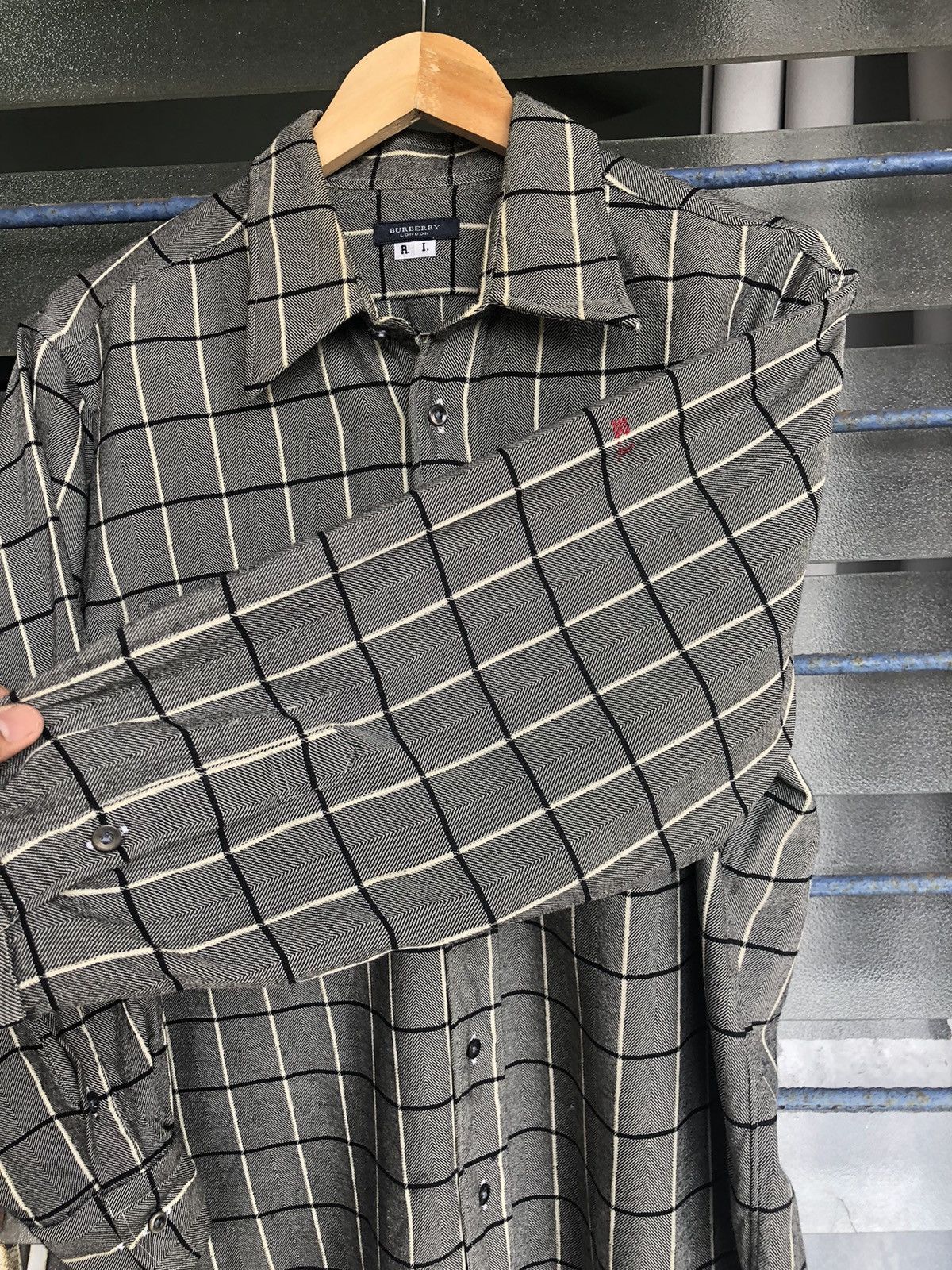Burberry Vintage Burberry London Gingham Wool Oversize Shirts Size L / US 10 / IT 46 - 13 Thumbnail