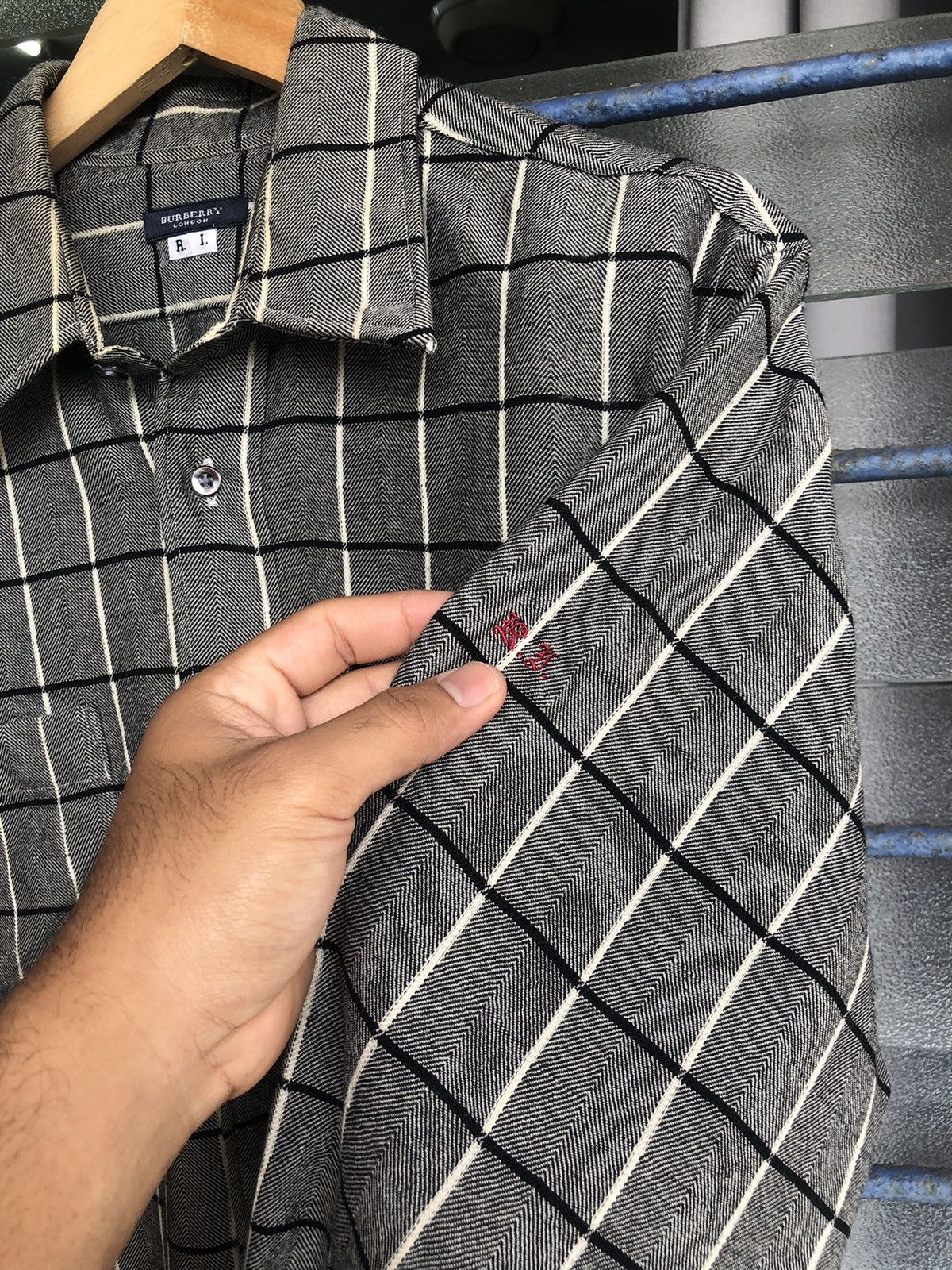 Burberry Vintage Burberry London Gingham Wool Oversize Shirts Size L / US 10 / IT 46 - 12 Thumbnail