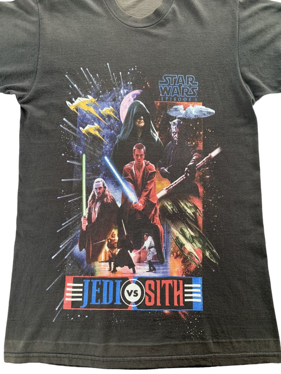 Star Wars Vintage 90s STAR WARS Episode 1 Jedi vs Sith T Shirt Size US L / EU 52-54 / 3 - 3 Thumbnail