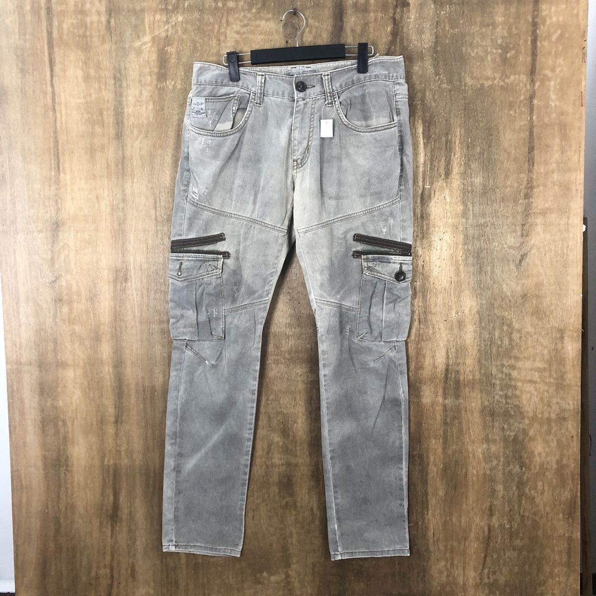 Japanese Brand Denim People Republic Grey Multipocket Cargo pants #6281 Size US 31 - 1 Thumbnail