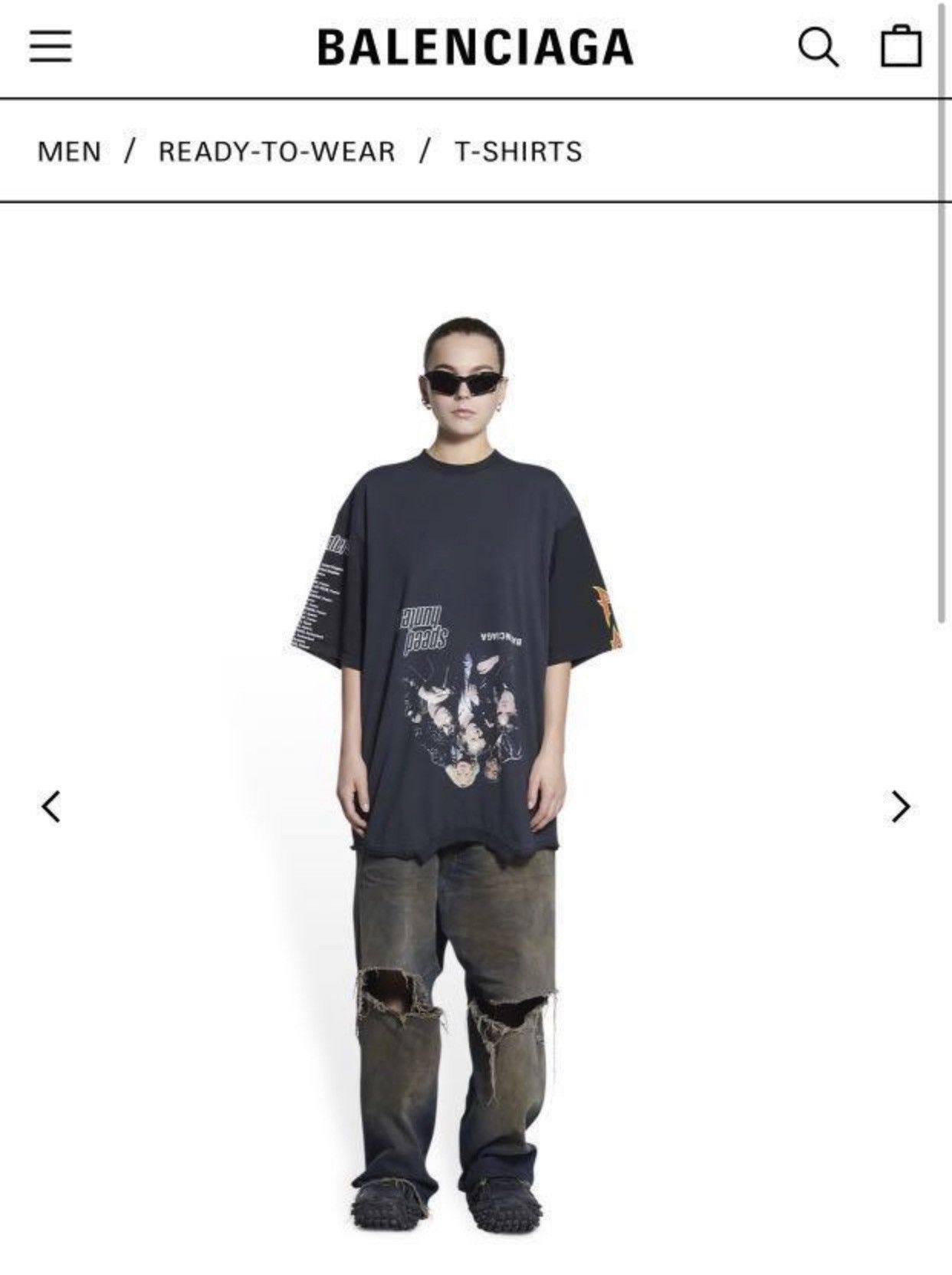 image of Balenciaga 22Ss Oversize Upside Down Speedhunters Tee in Black, Men's (Size Small)