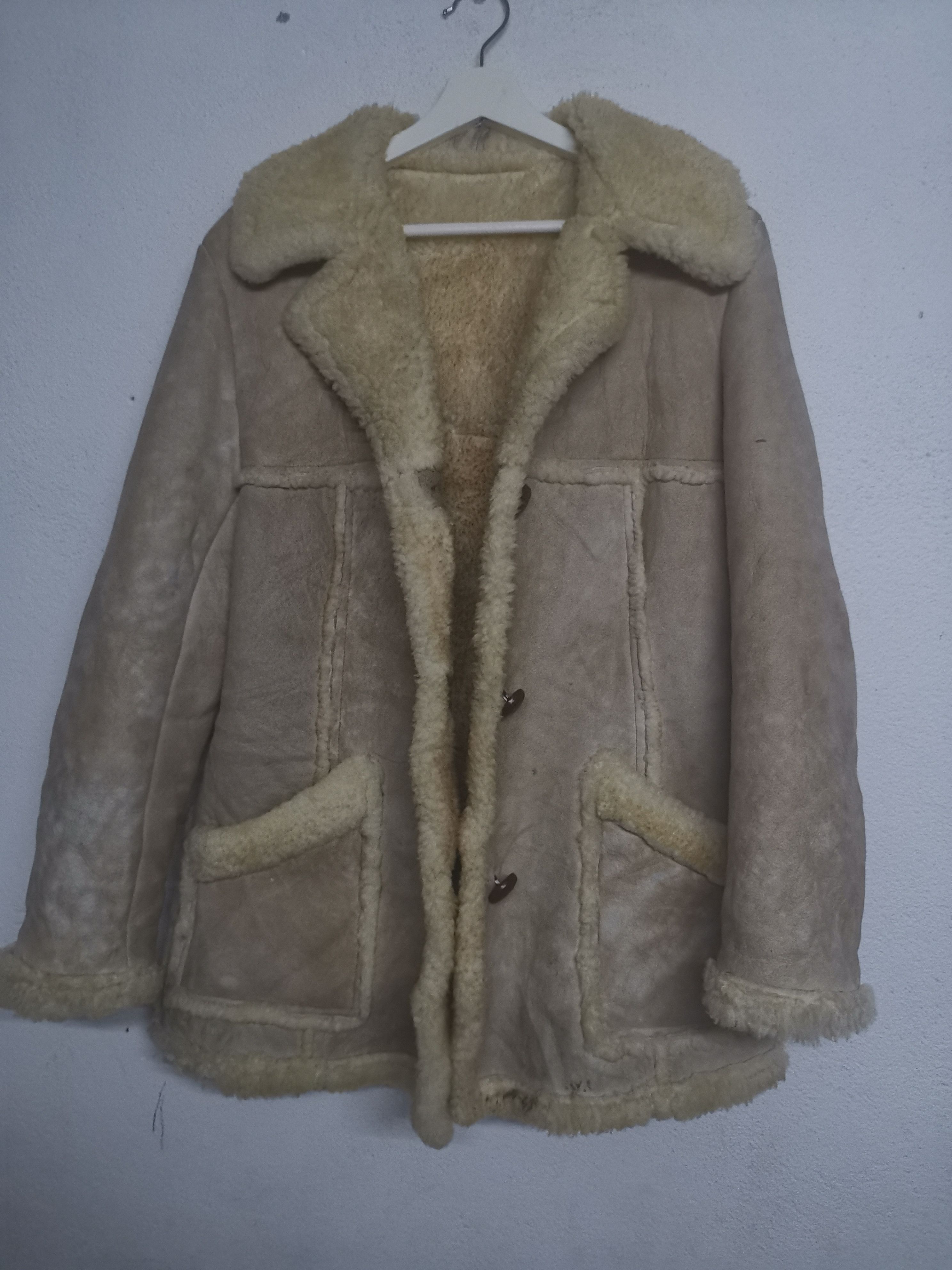 image of Leather Jacket x Sheepskin Coat Leather Sheepskin Products By Paul H Keen Jacket in Brown (Size Med