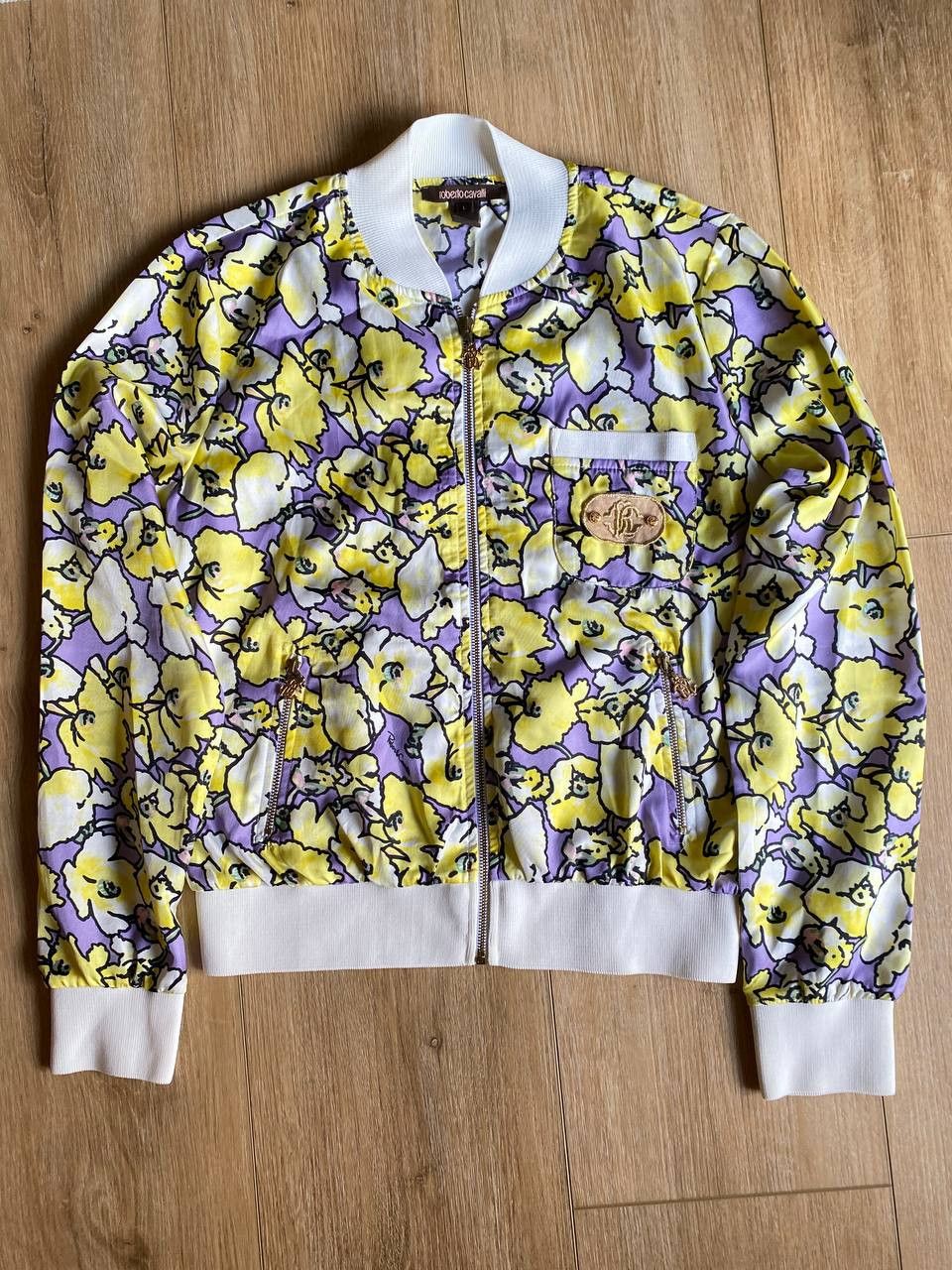 Roberto Cavalli Roberto Cavalli Floral Bomber Jacket Y2K Italy Size L / US 10 / IT 46 - 1 Thumbnail