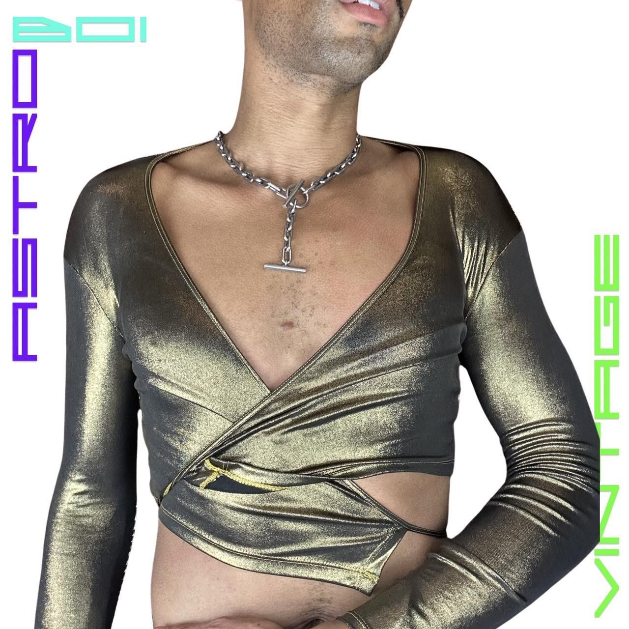 American Apparel Vintage American Apparel Gold Wrap Crop Top - Small Size S / US 4 / IT 40 - 2 Thumbnail