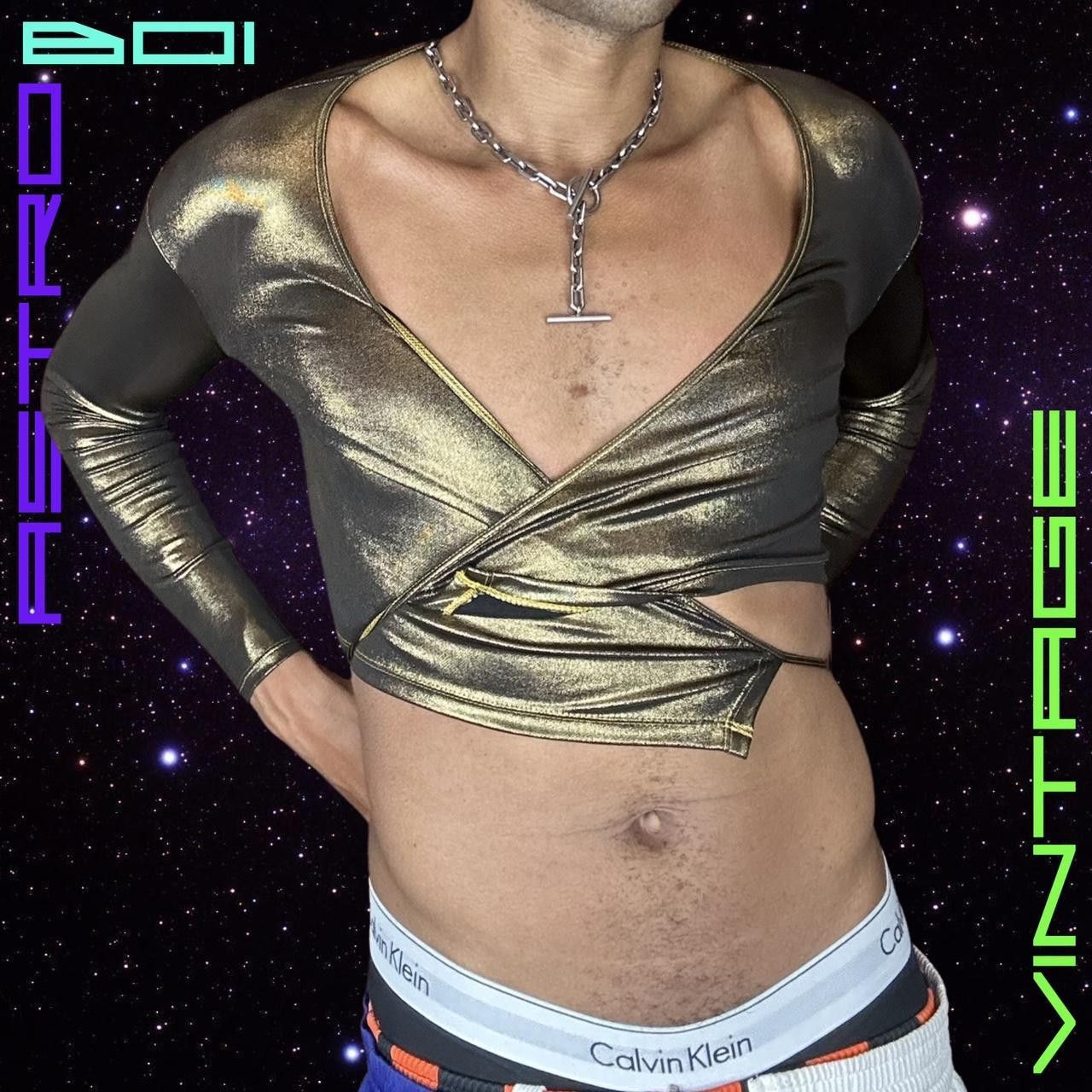 American Apparel Vintage American Apparel Gold Wrap Crop Top - Small Size S / US 4 / IT 40 - 1 Thumbnail