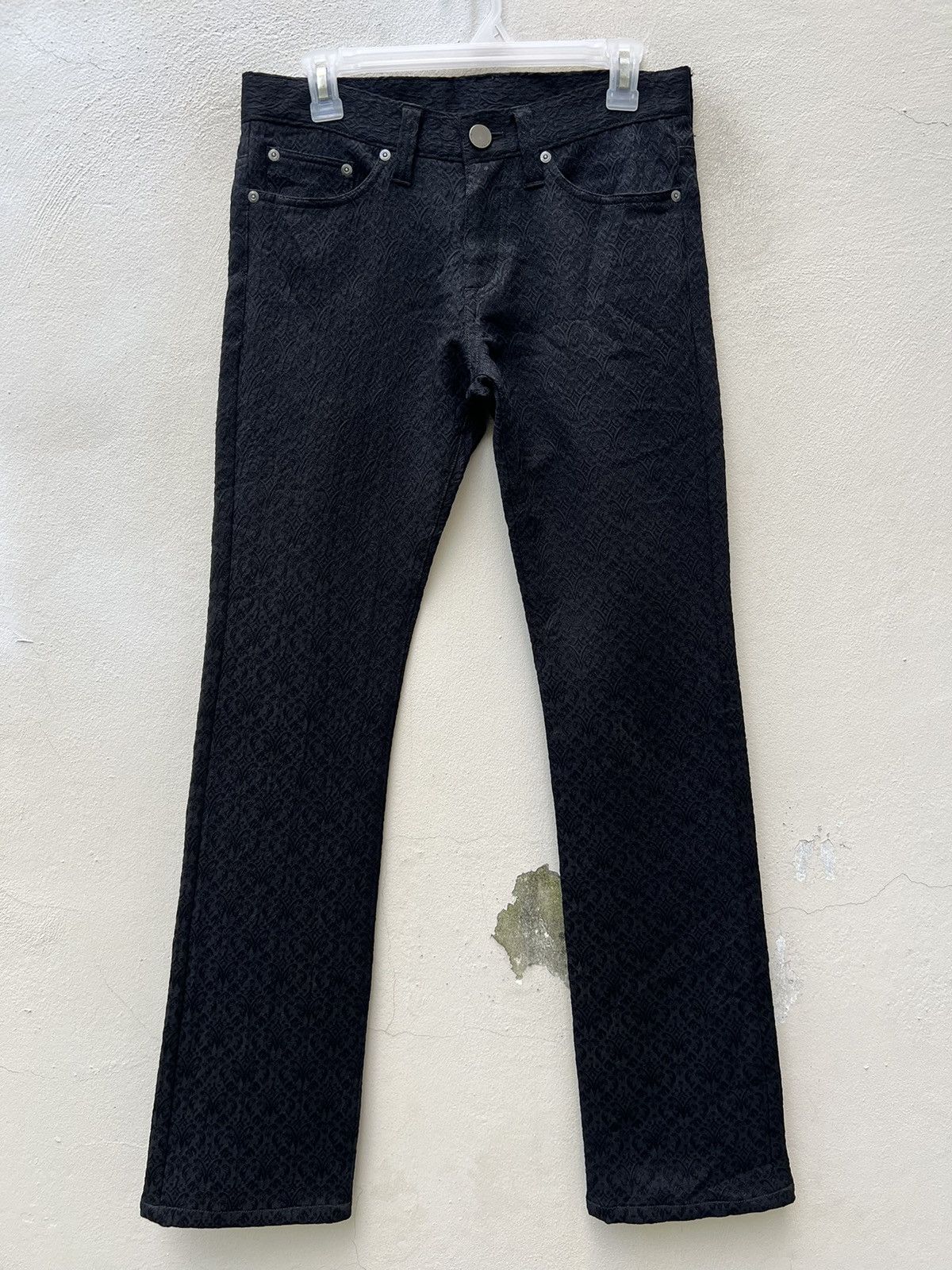Vintage Black Varia Japan Jacquard Black Polyester Flare Pant Size US 29 - 6 Thumbnail
