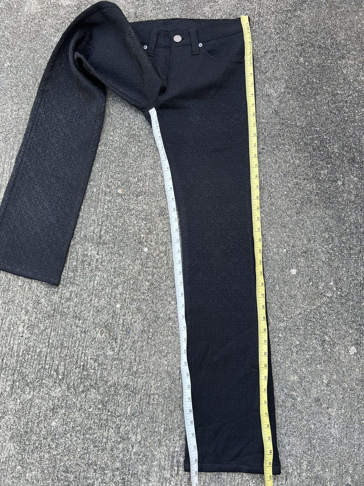 Vintage Black Varia Japan Jacquard Black Polyester Flare Pant Size US 29 - 4 Thumbnail