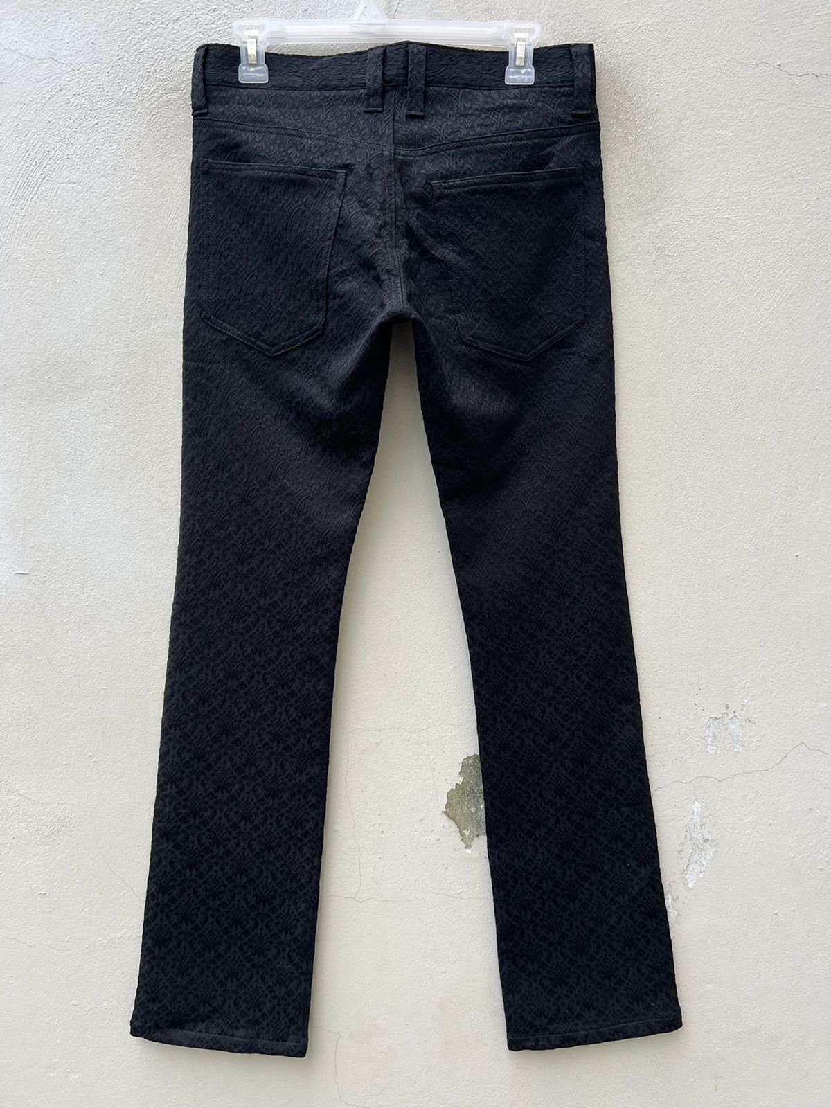 Vintage Black Varia Japan Jacquard Black Polyester Flare Pant Size US 29 - 14 Thumbnail