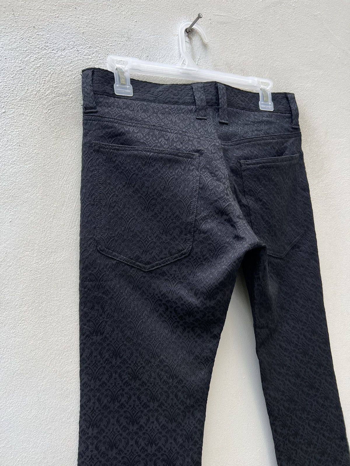 Vintage Black Varia Japan Jacquard Black Polyester Flare Pant Size US 29 - 15 Thumbnail