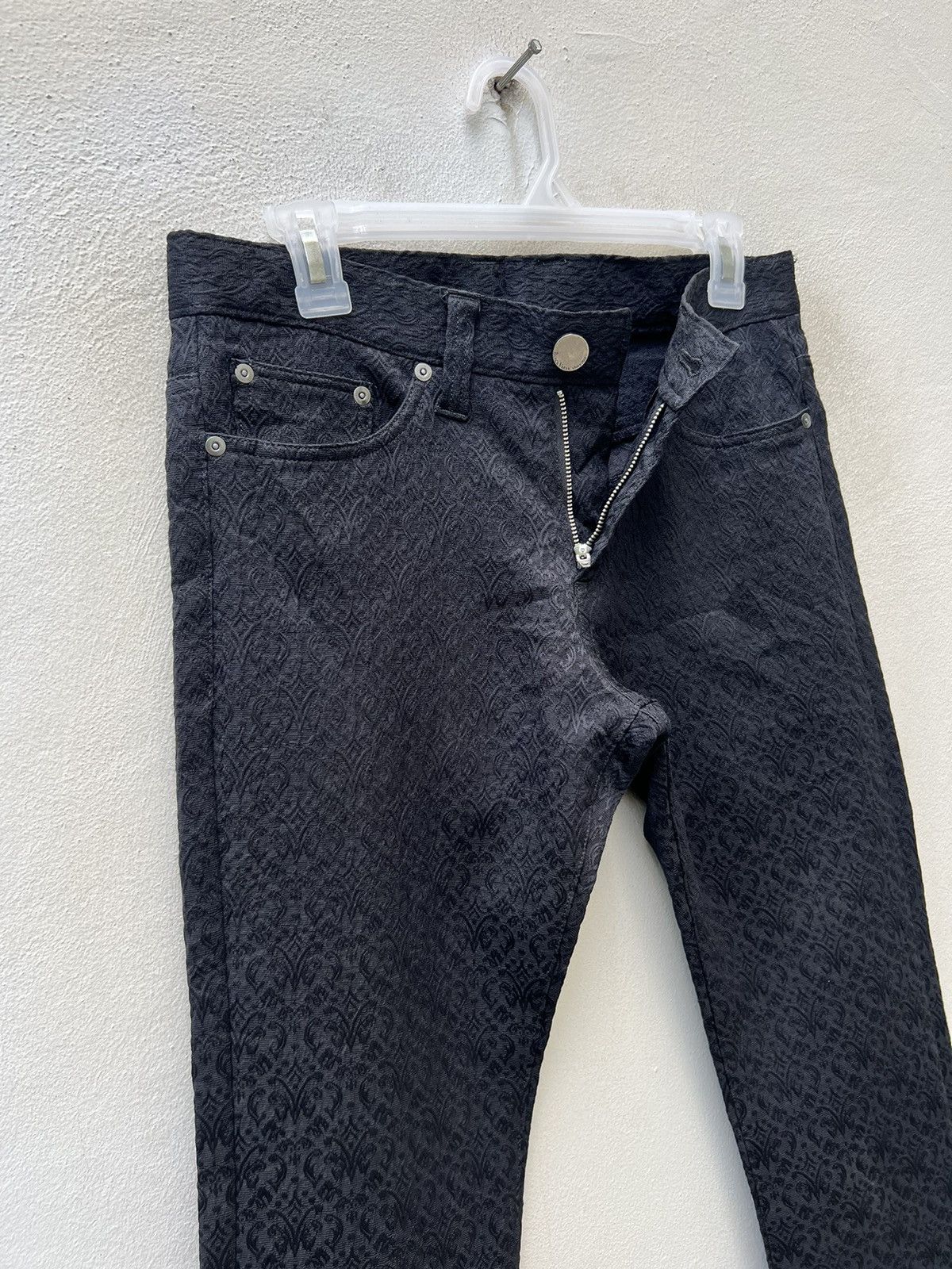 Vintage Black Varia Japan Jacquard Black Polyester Flare Pant Size US 29 - 8 Thumbnail