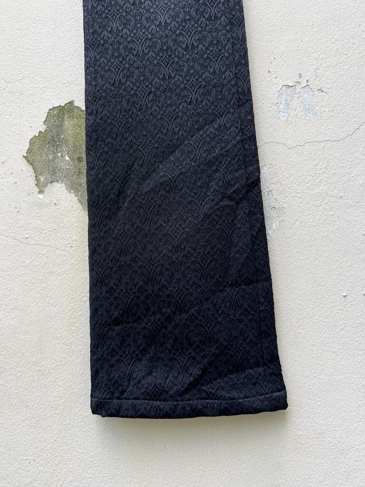 Vintage Black Varia Japan Jacquard Black Polyester Flare Pant Size US 29 - 13 Thumbnail