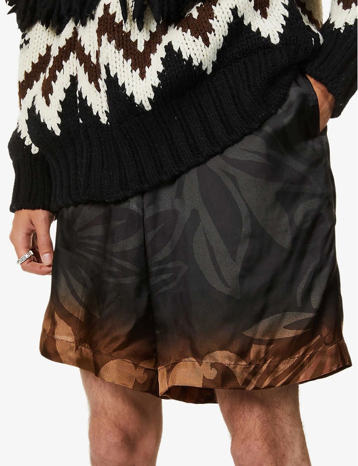 image of Dries Van Noten Viscose Piper Shorts in Brown, Men's (Size 30)