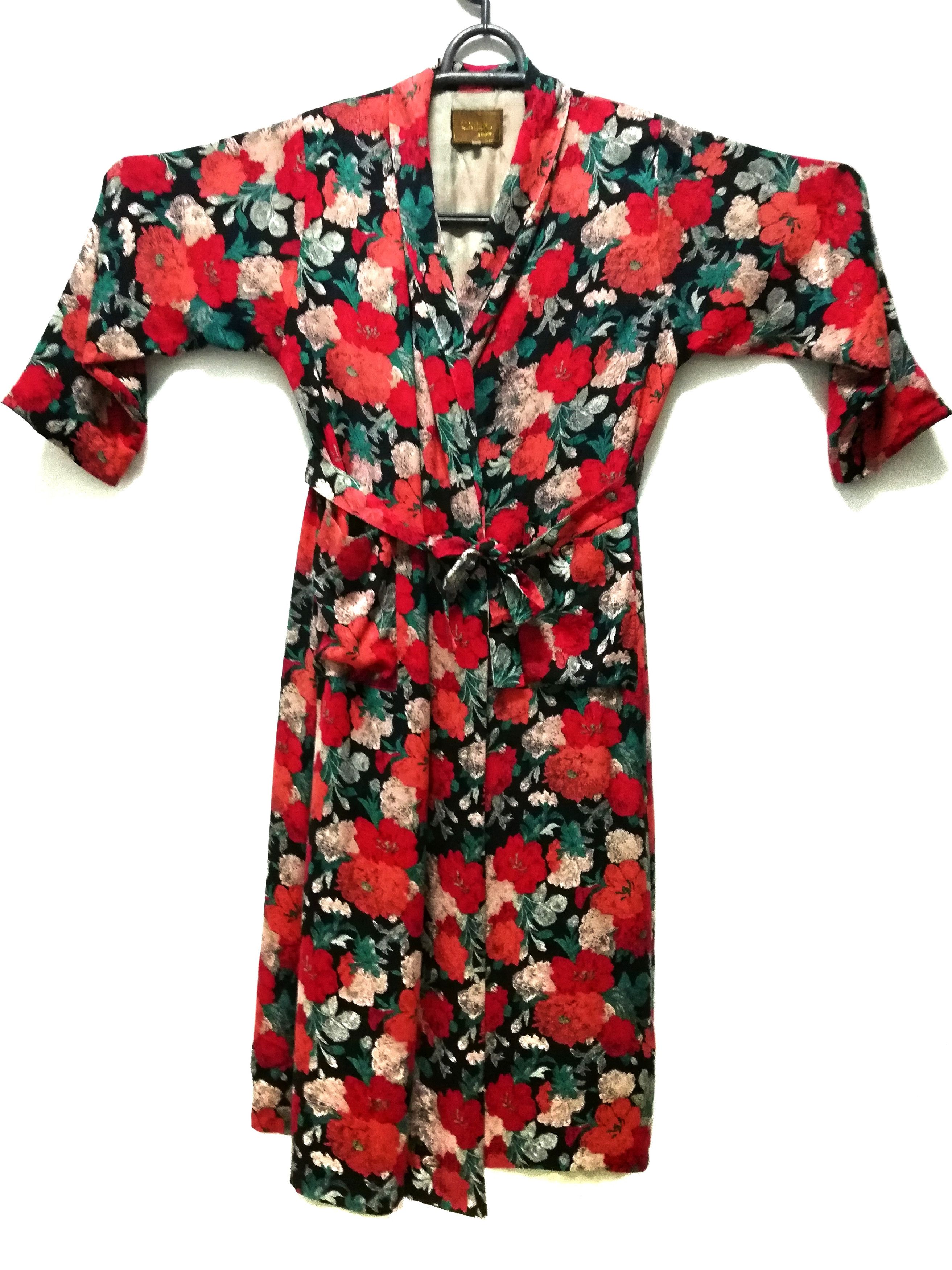 Japanese Brand × Vintage 🔥Kimono Cotton Japanese All Over Flower Fullprint Printed Size US M / EU 48-50 / 2 - 1 Thumbnail