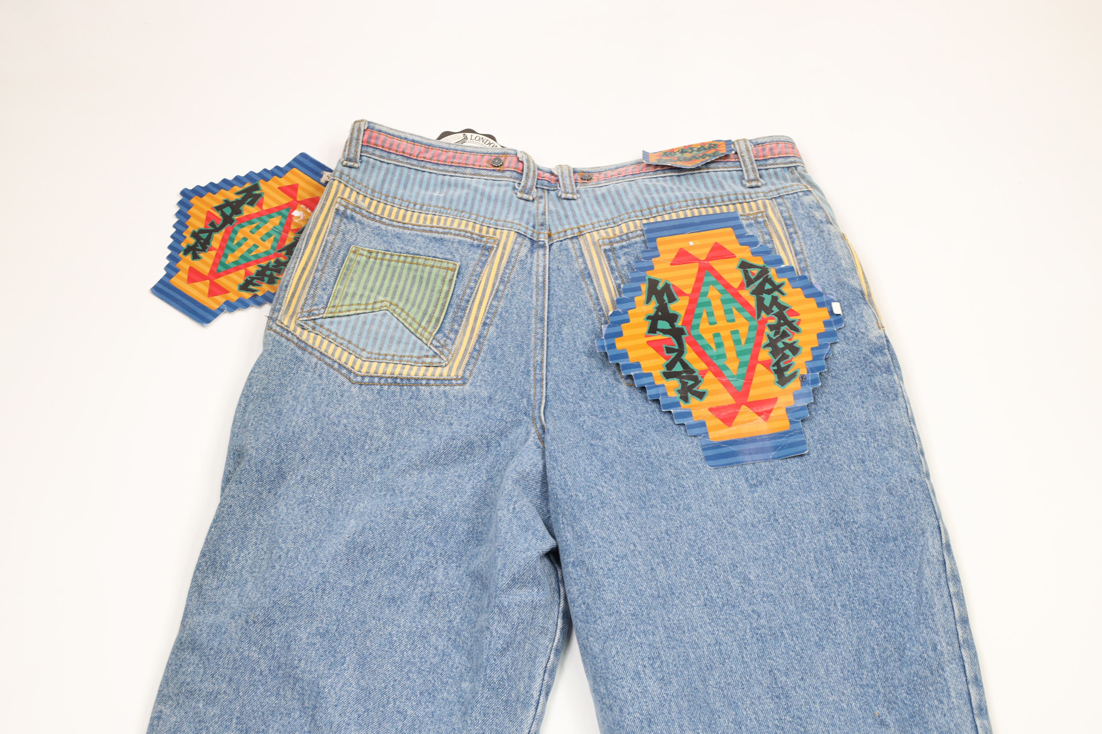 Vintage NOS Vintage 90s Major Damage Patchwork Flip Cuff Denim Jeans Size US 32 / EU 48 - 17 Thumbnail