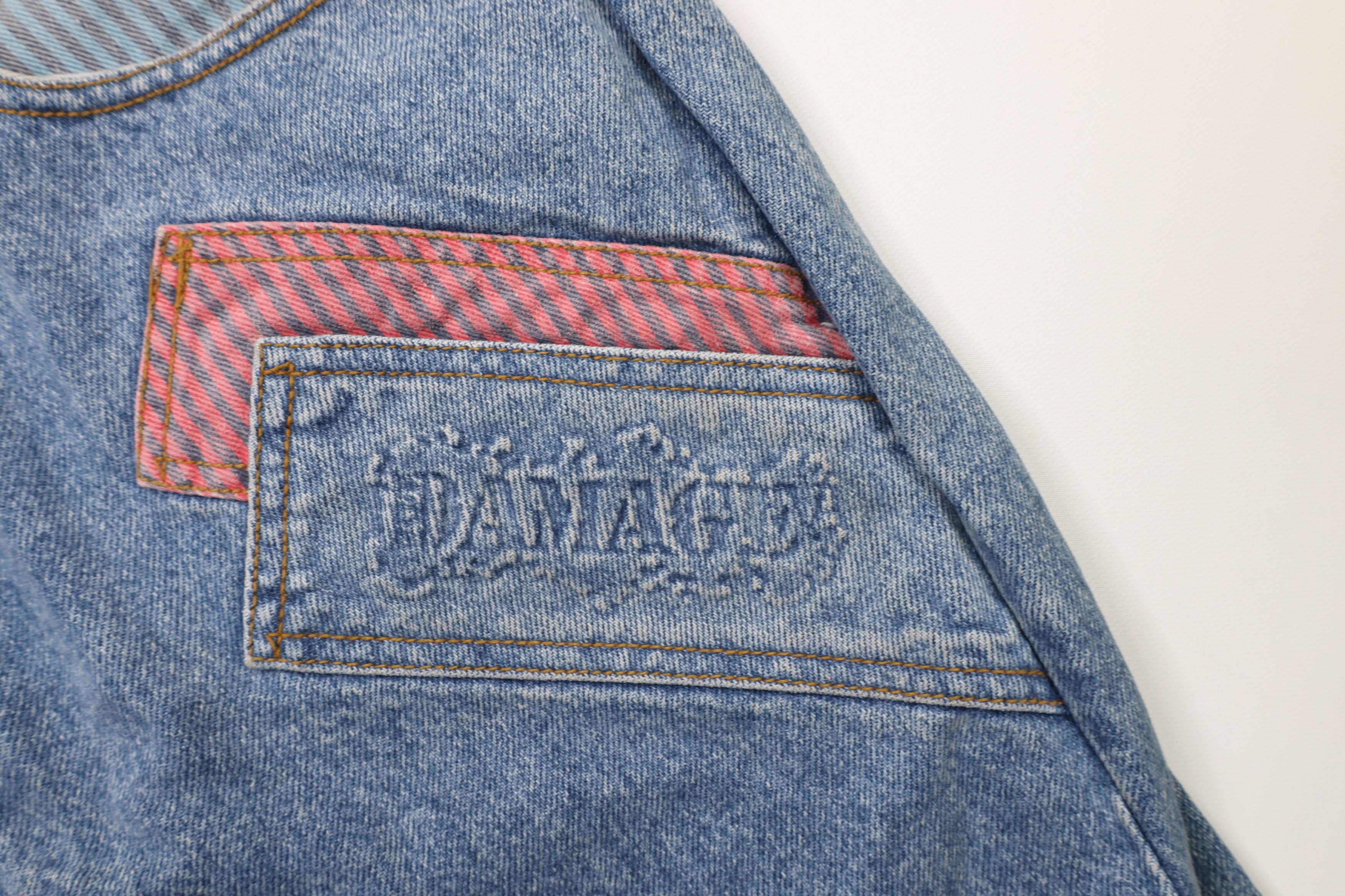 Vintage NOS Vintage 90s Major Damage Patchwork Flip Cuff Denim Jeans Size US 32 / EU 48 - 7 Thumbnail