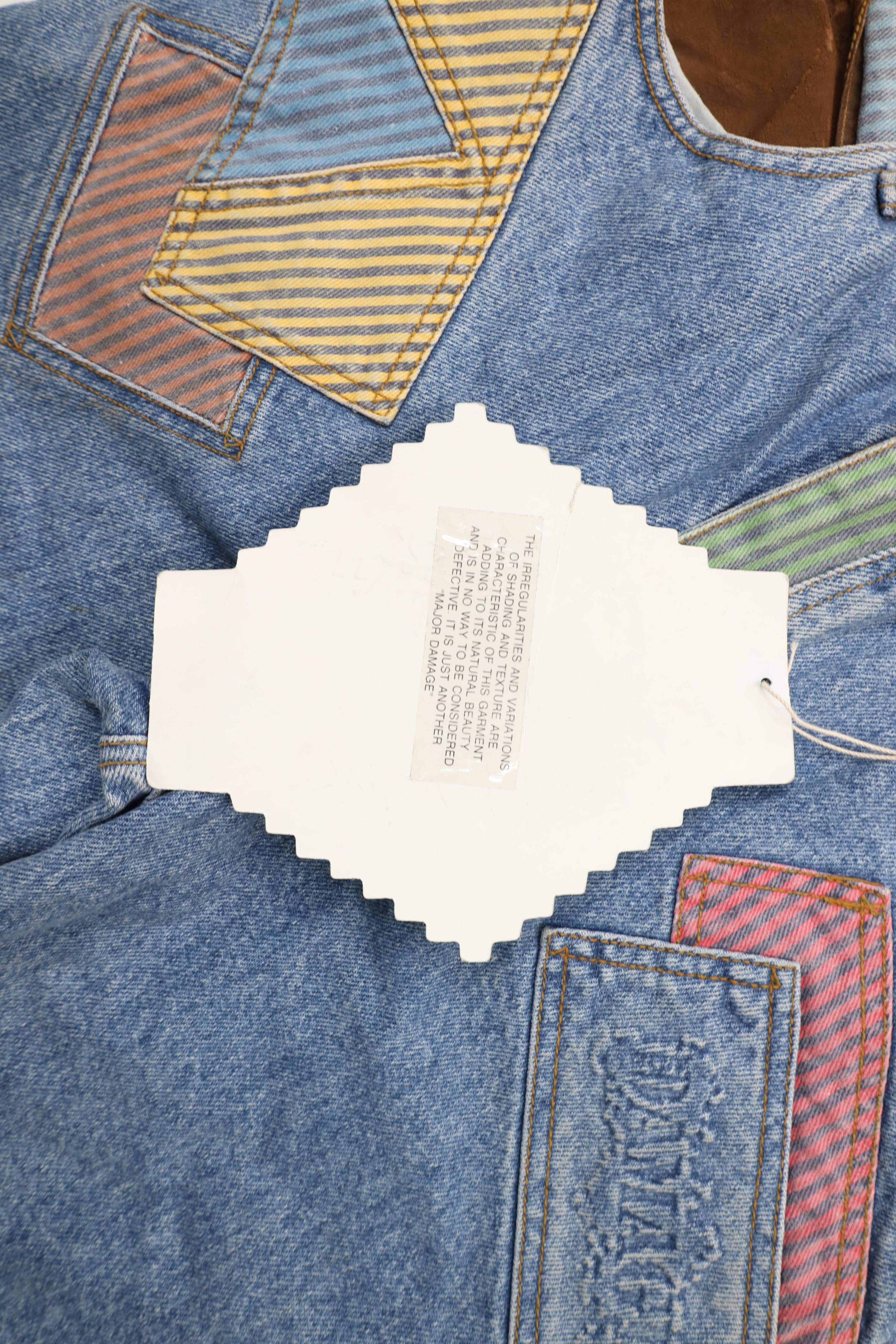 Vintage NOS Vintage 90s Major Damage Patchwork Flip Cuff Denim Jeans Size US 32 / EU 48 - 9 Thumbnail