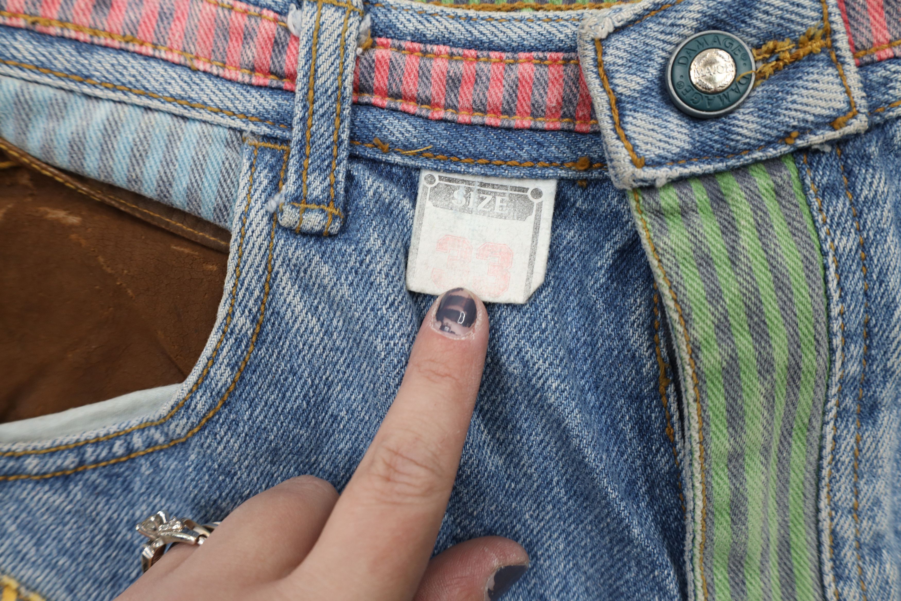 Vintage NOS Vintage 90s Major Damage Patchwork Flip Cuff Denim Jeans Size US 32 / EU 48 - 10 Thumbnail