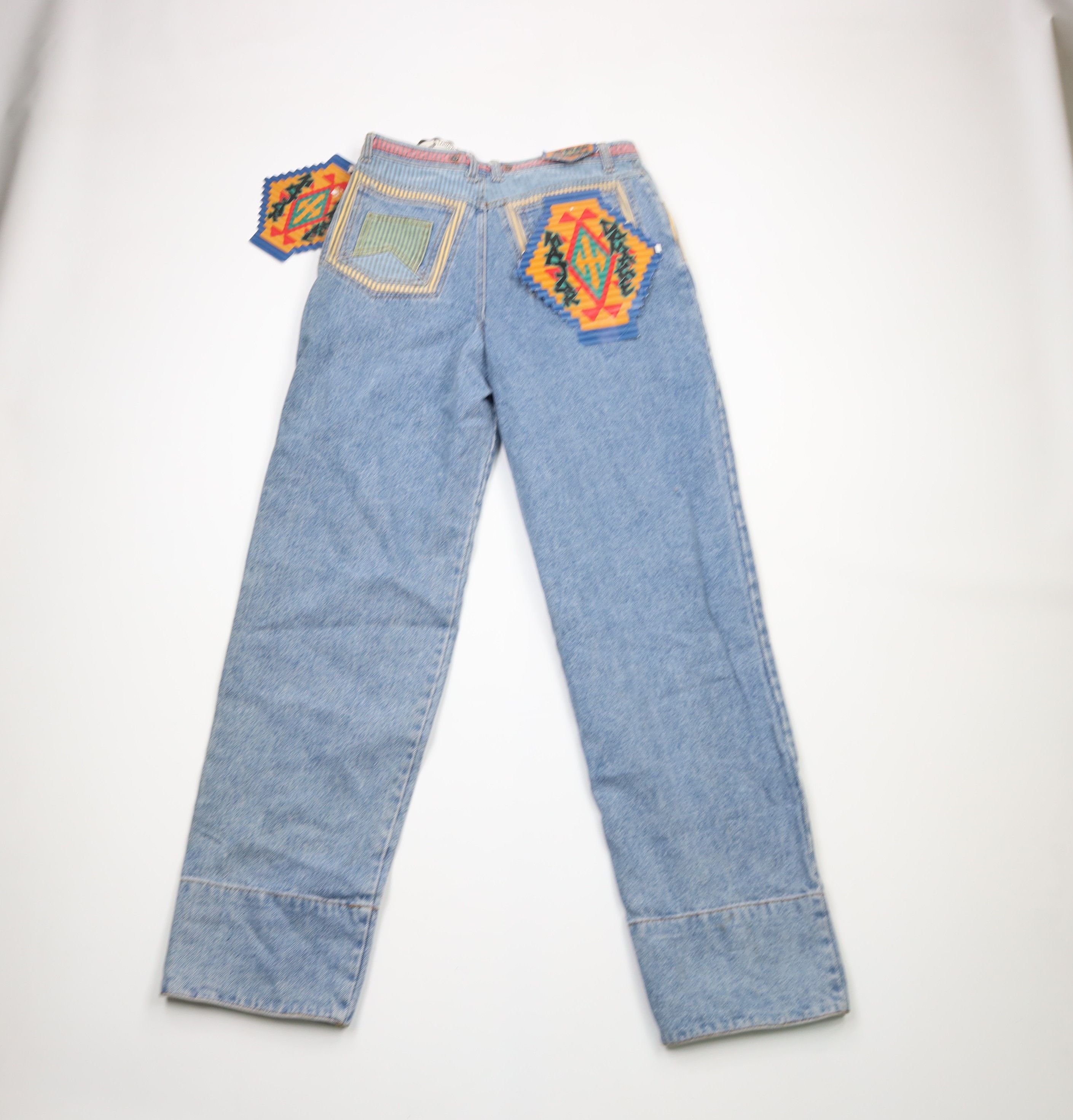 Vintage NOS Vintage 90s Major Damage Patchwork Flip Cuff Denim Jeans Size US 32 / EU 48 - 16 Thumbnail