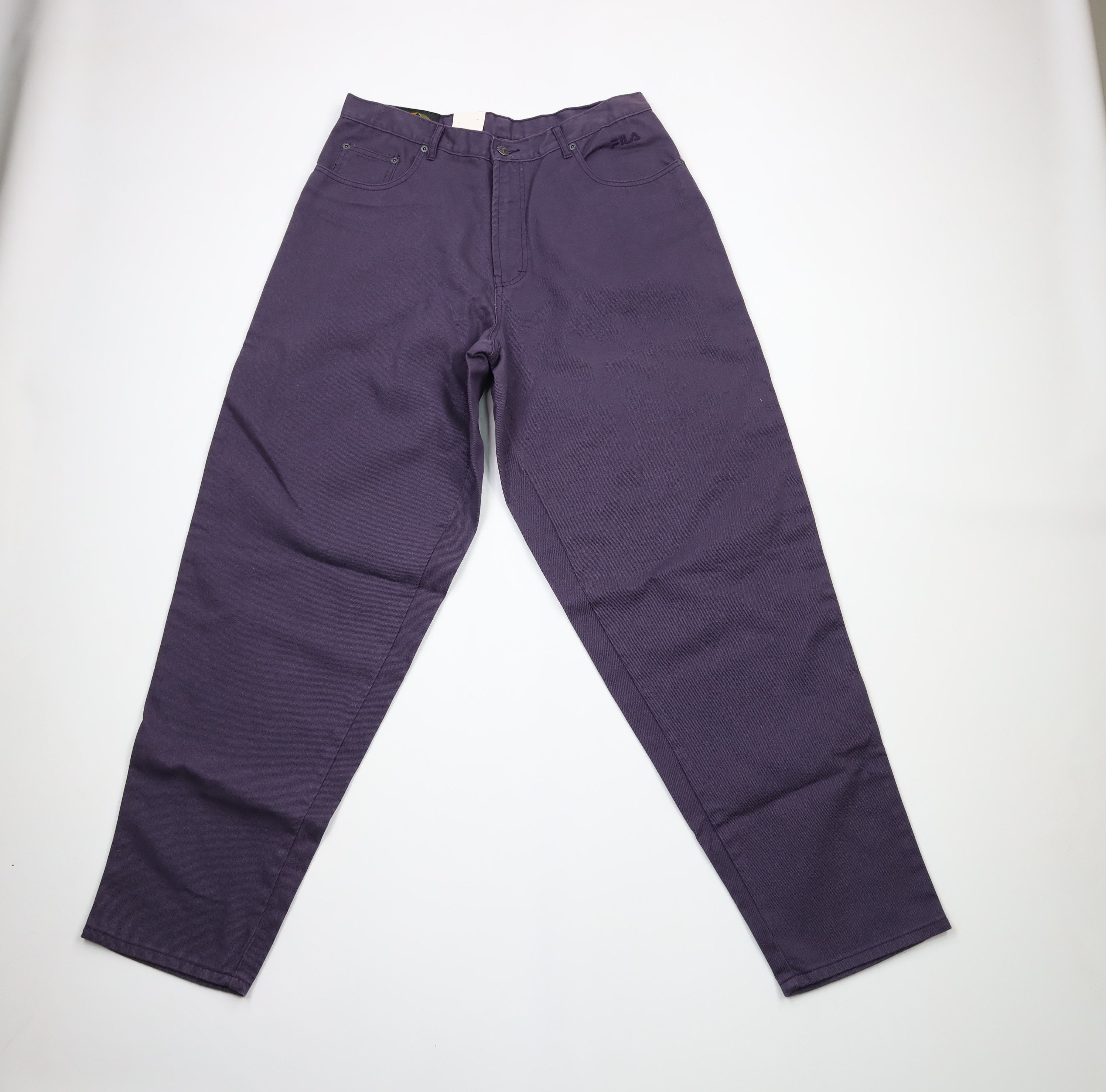 NOS Vintage 90s FILA Hip Hop Baggy Fit Denim Jeans Purple