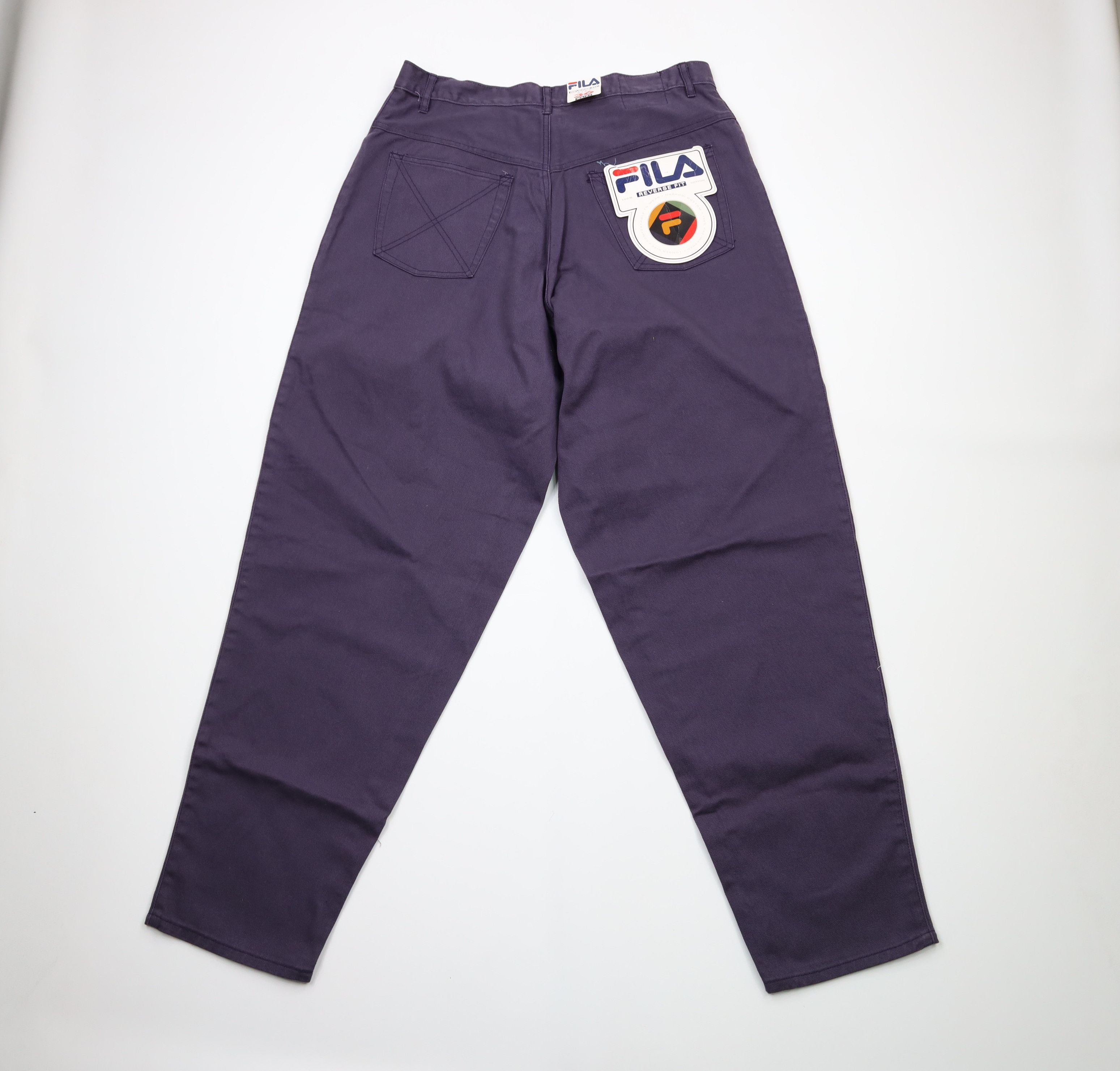 NOS Vintage 90s FILA Hip Hop Baggy Fit Denim Jeans Purple