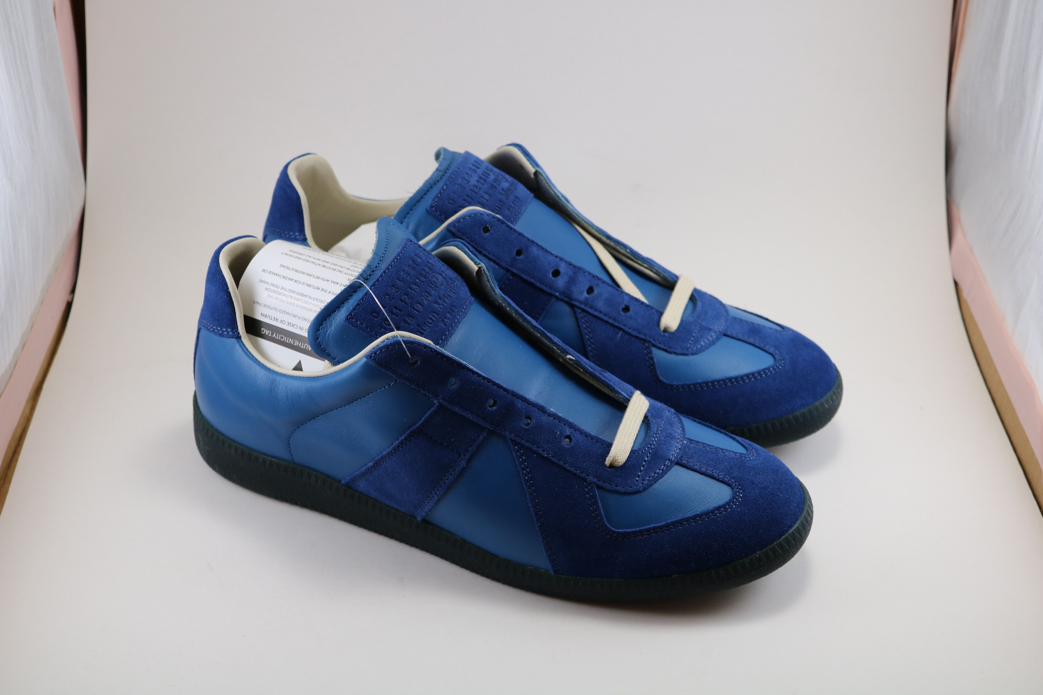 Maison Margiela Maison Martin Margiela GATs Low Blue Leather Suede ...