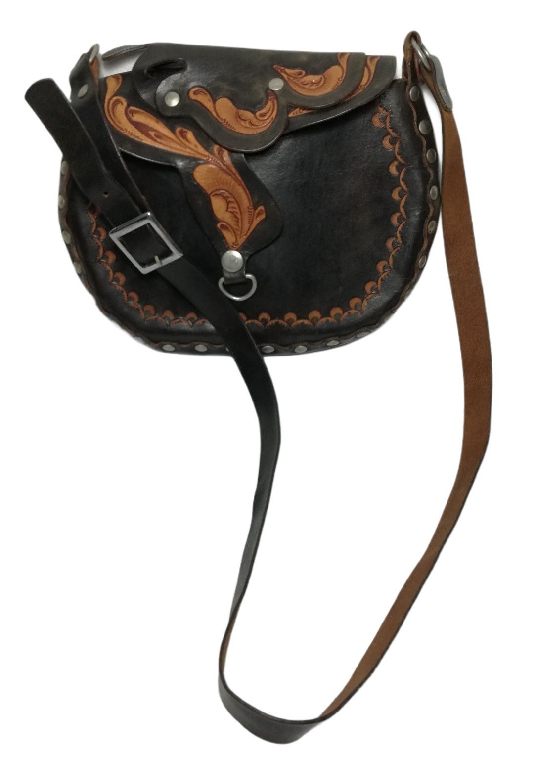 Genuine Leather × Handmade × Vintage 🔥Bag Leather Horse Saddle Purse Feather Three Belt Pack Size ONE SIZE - 3 Thumbnail