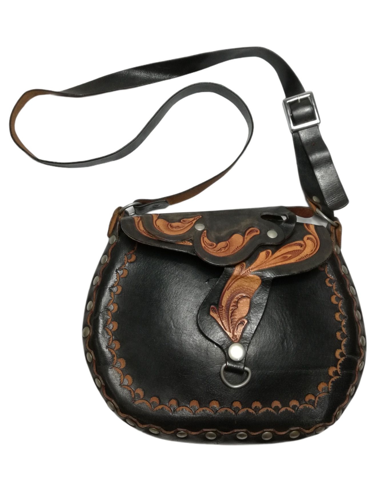 Genuine Leather × Handmade × Vintage 🔥Bag Leather Horse Saddle Purse Feather Three Belt Pack Size ONE SIZE - 1 Thumbnail