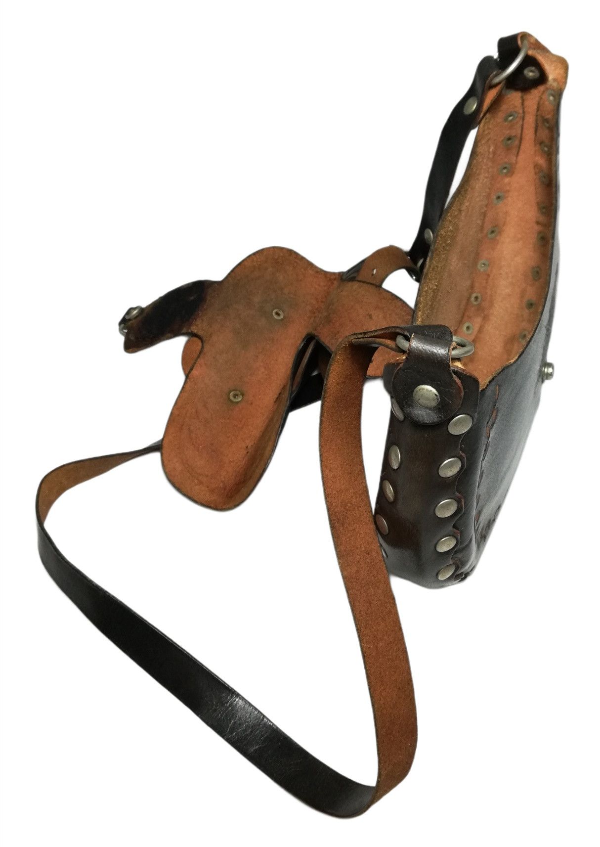Genuine Leather × Handmade × Vintage 🔥Bag Leather Horse Saddle Purse Feather Three Belt Pack Size ONE SIZE - 16 Thumbnail