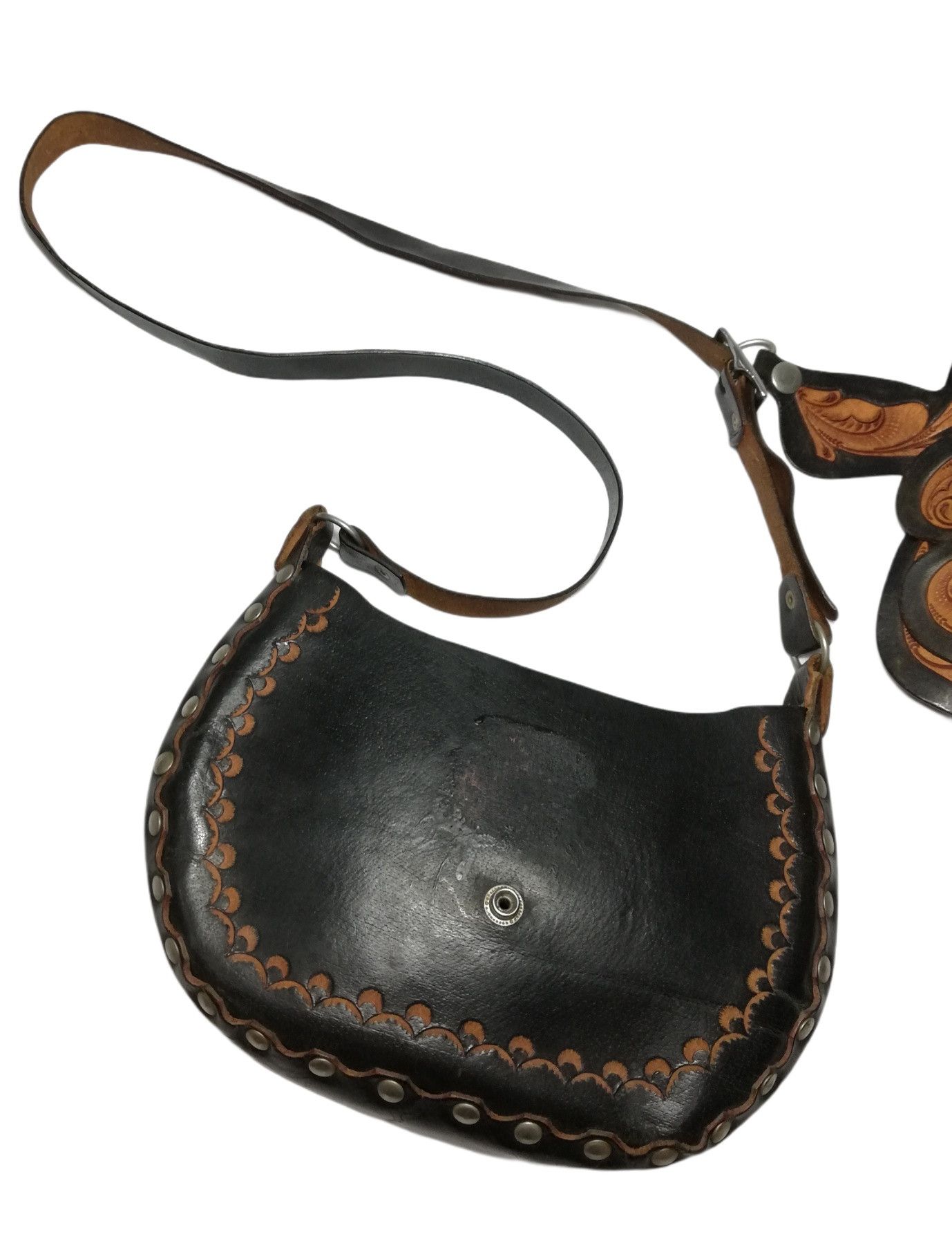 Genuine Leather × Handmade × Vintage 🔥Bag Leather Horse Saddle Purse Feather Three Belt Pack Size ONE SIZE - 8 Thumbnail
