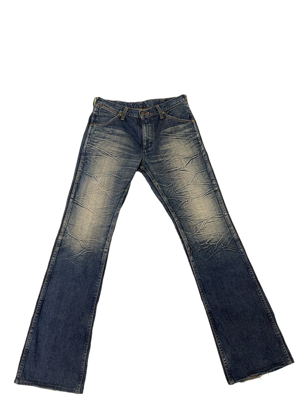 Japanese Brand Flare Jeans Wrangler Japan Acid Wash Boot Cut Denim 2🟦2 Size US 30 / EU 46 - 2 Thumbnail