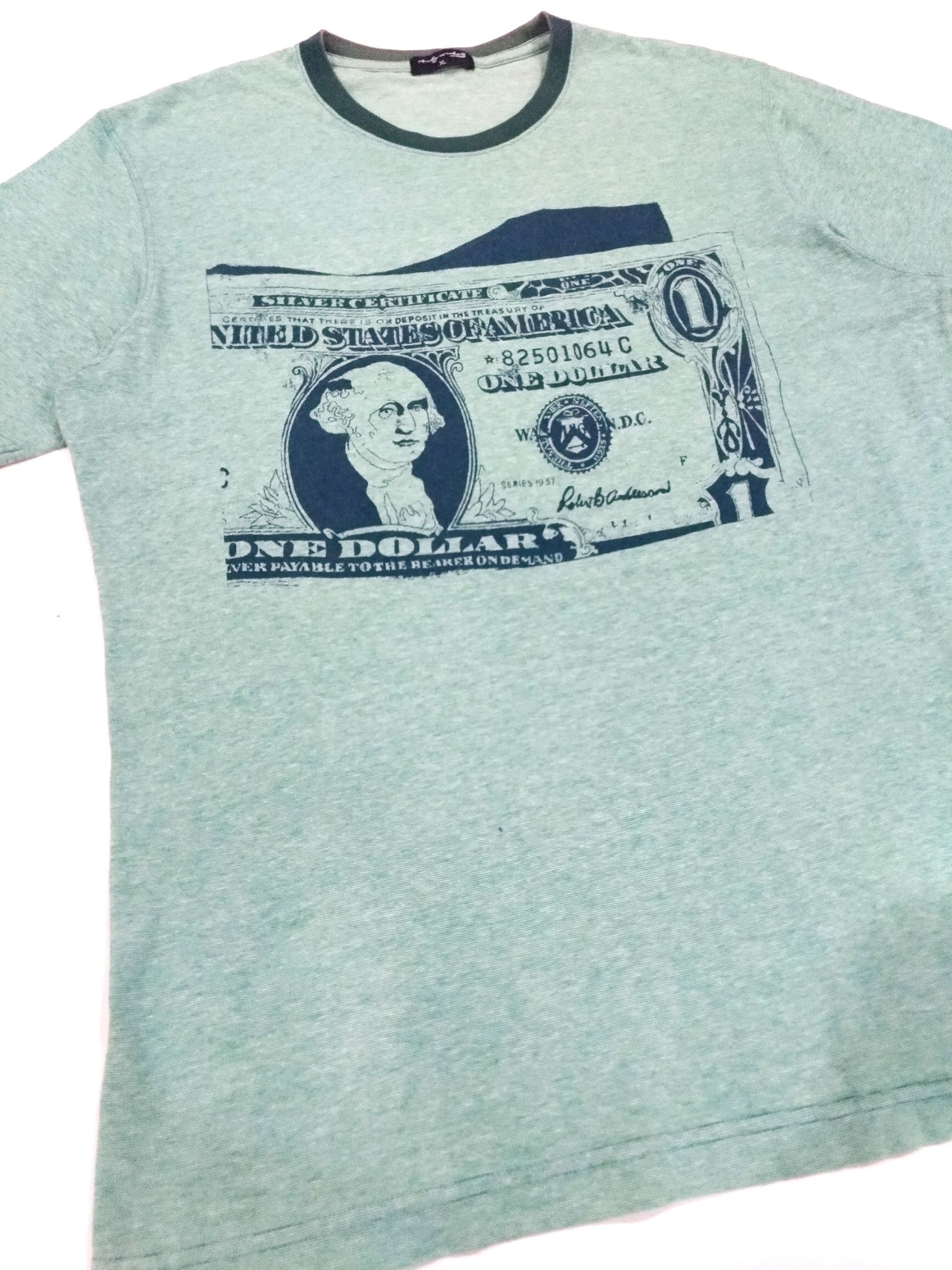 Andy Warhol × Designer RARE! VTG ANDY WARHOL ONE DOLLAR BILL POP ART T-SHIRT Size US XL / EU 56 / 4 - 3 Thumbnail