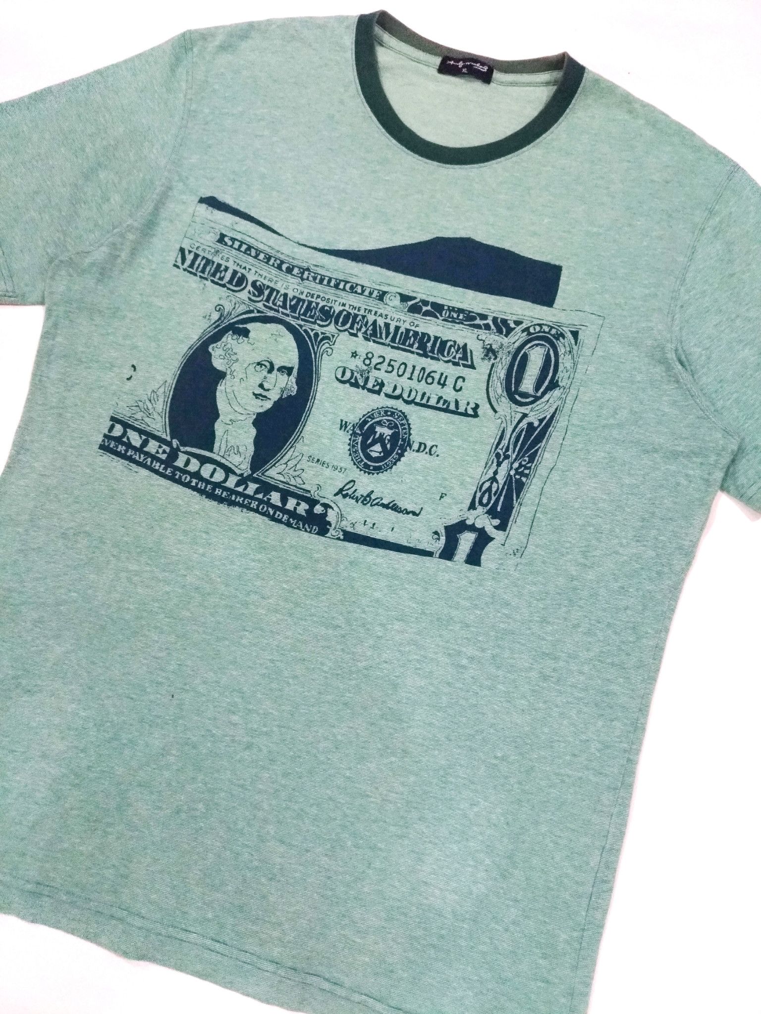 Andy Warhol × Designer RARE! VTG ANDY WARHOL ONE DOLLAR BILL POP ART T-SHIRT Size US XL / EU 56 / 4 - 2 Thumbnail