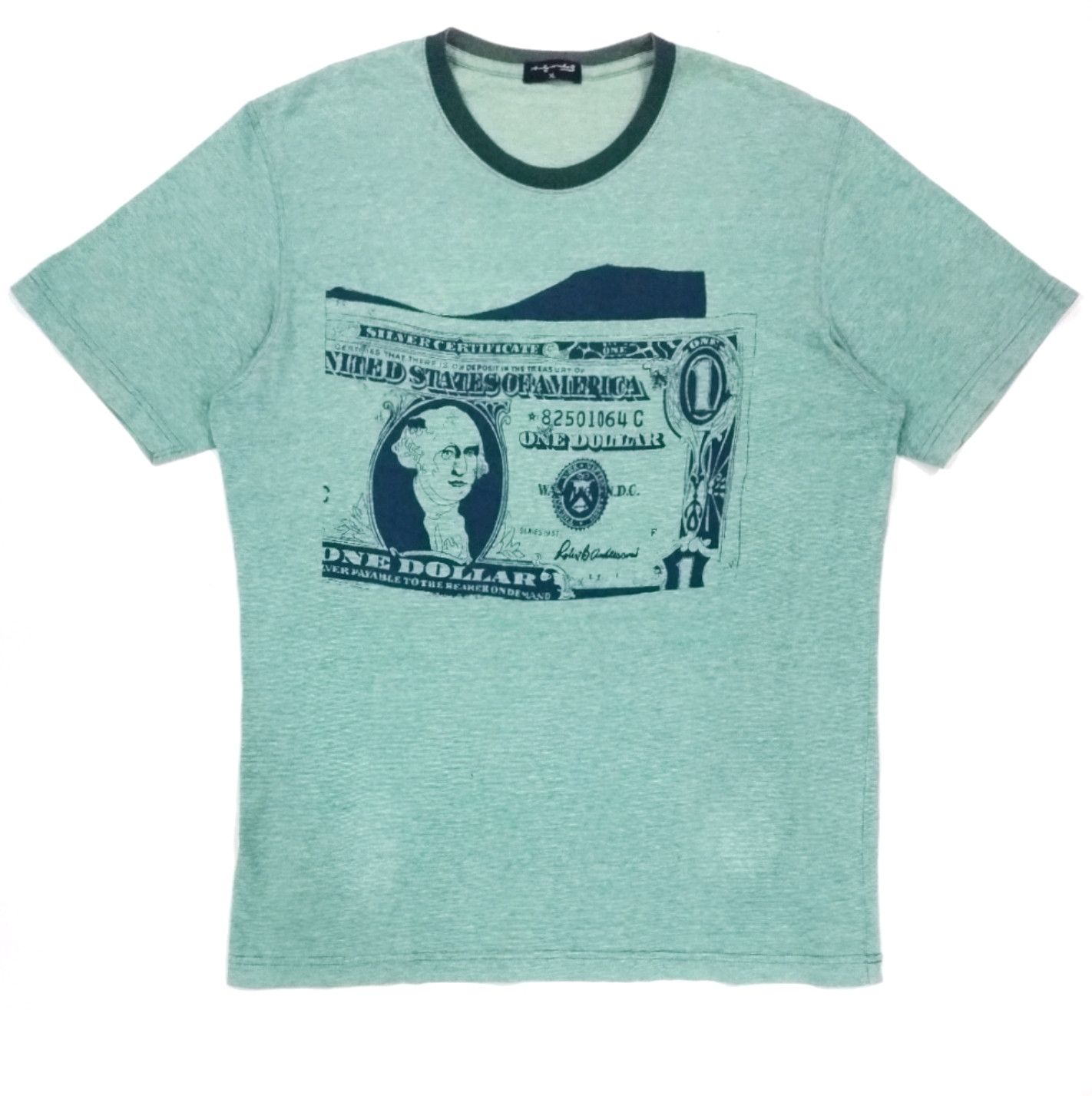 Andy Warhol × Designer RARE! VTG ANDY WARHOL ONE DOLLAR BILL POP ART T-SHIRT Size US XL / EU 56 / 4 - 1 Thumbnail